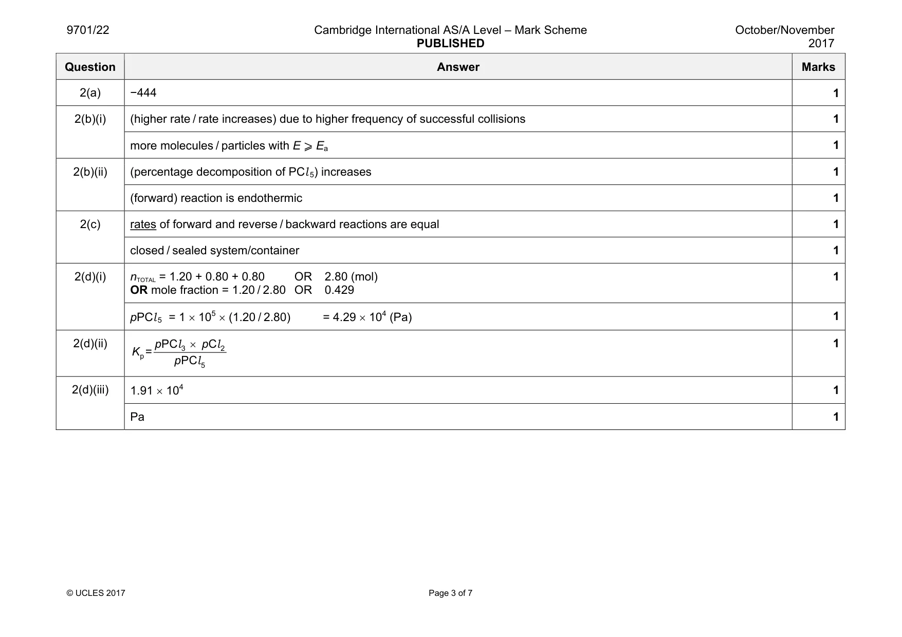 Mark scheme, page 3 of 7