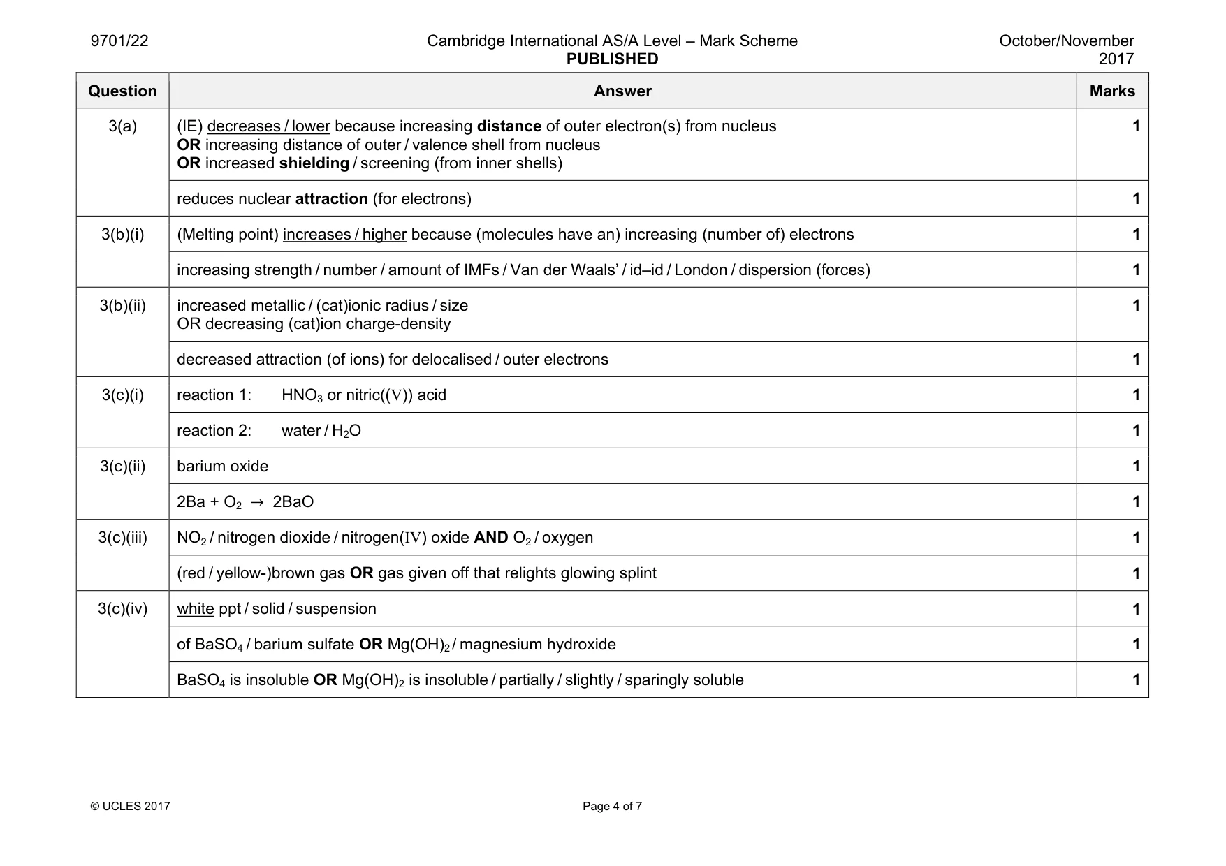 Mark scheme, page 4 of 7
