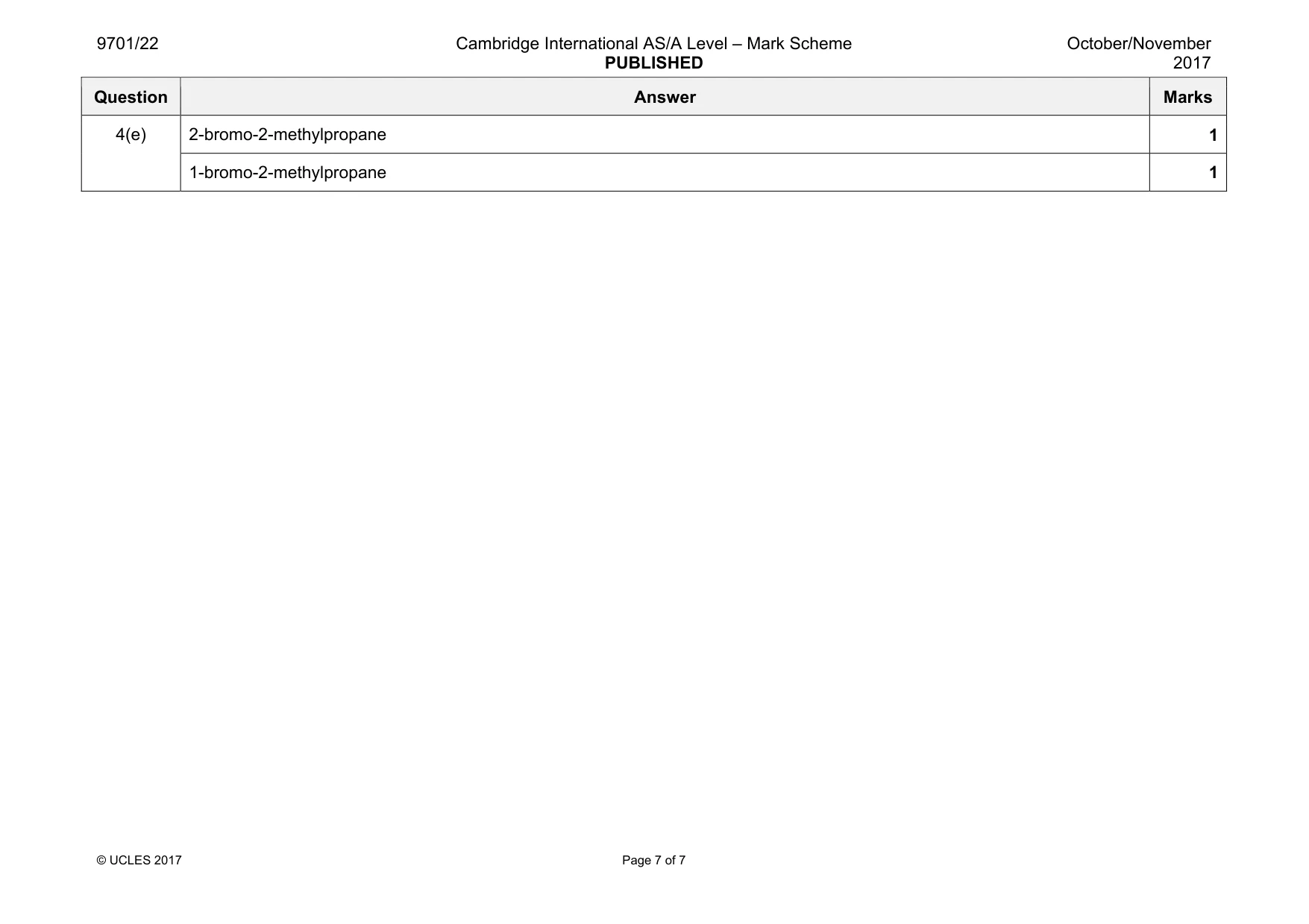 Mark scheme, page 7 of 7