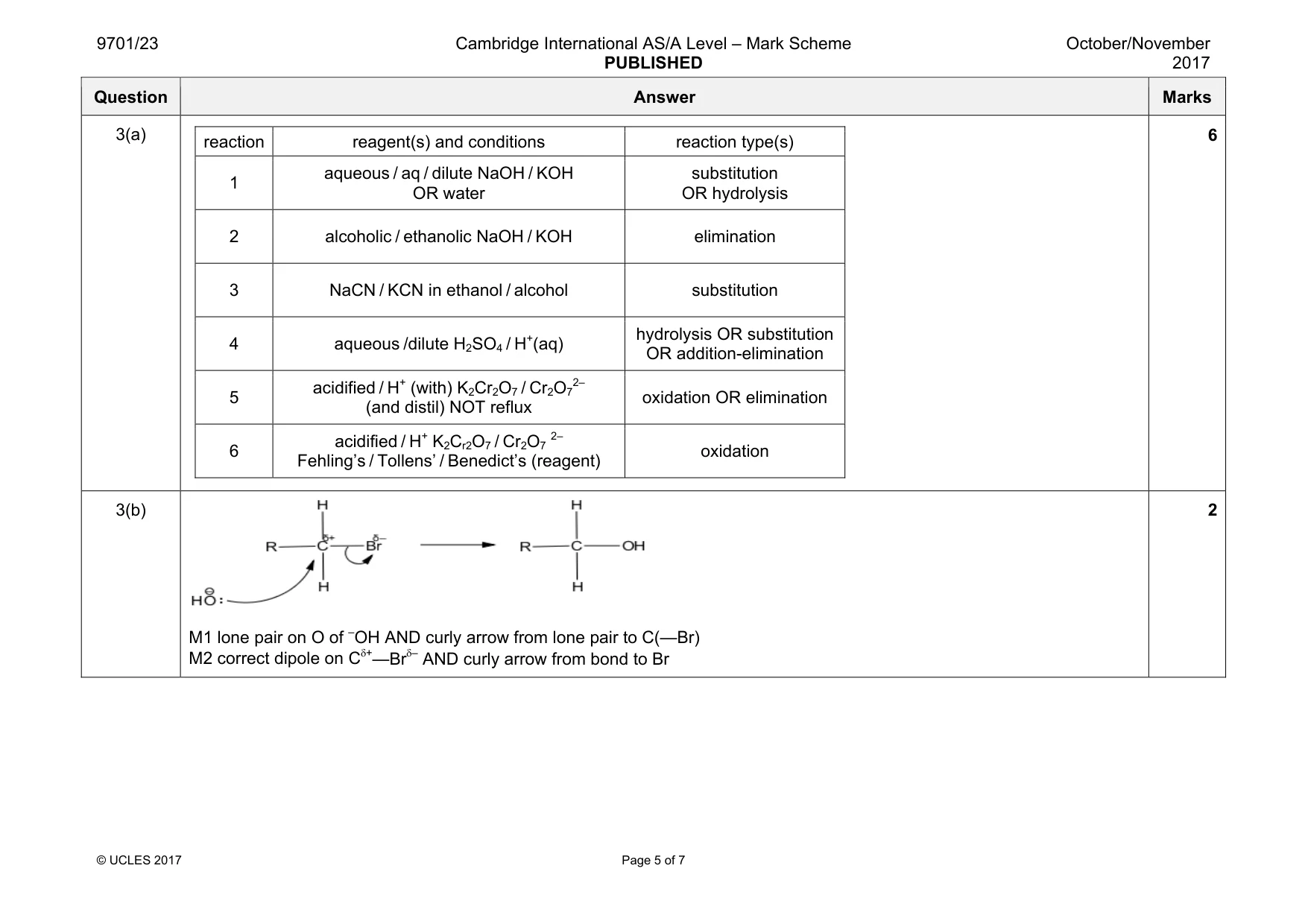 Mark scheme, page 5 of 7