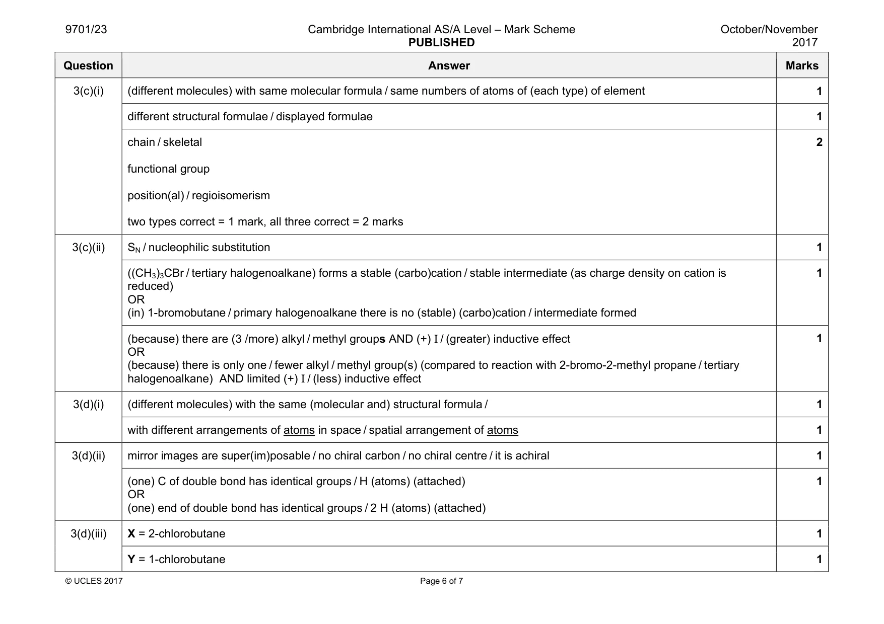 Mark scheme, page 6 of 7