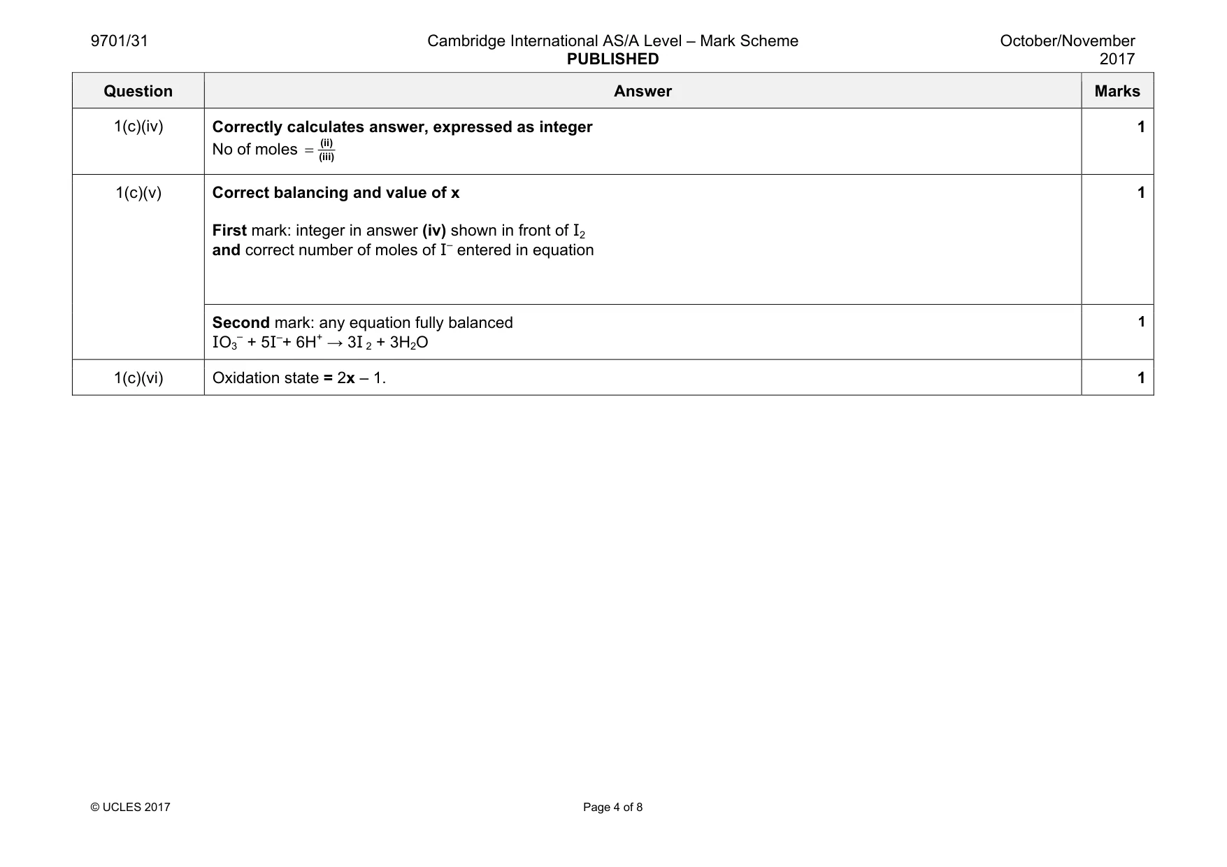 Mark scheme, page 4 of 8
