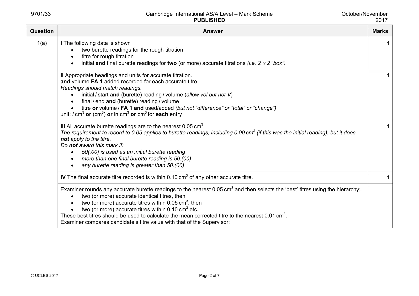 Mark scheme, page 2 of 7