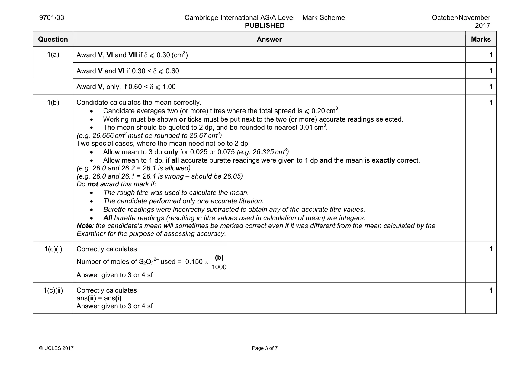 Mark scheme, page 3 of 7