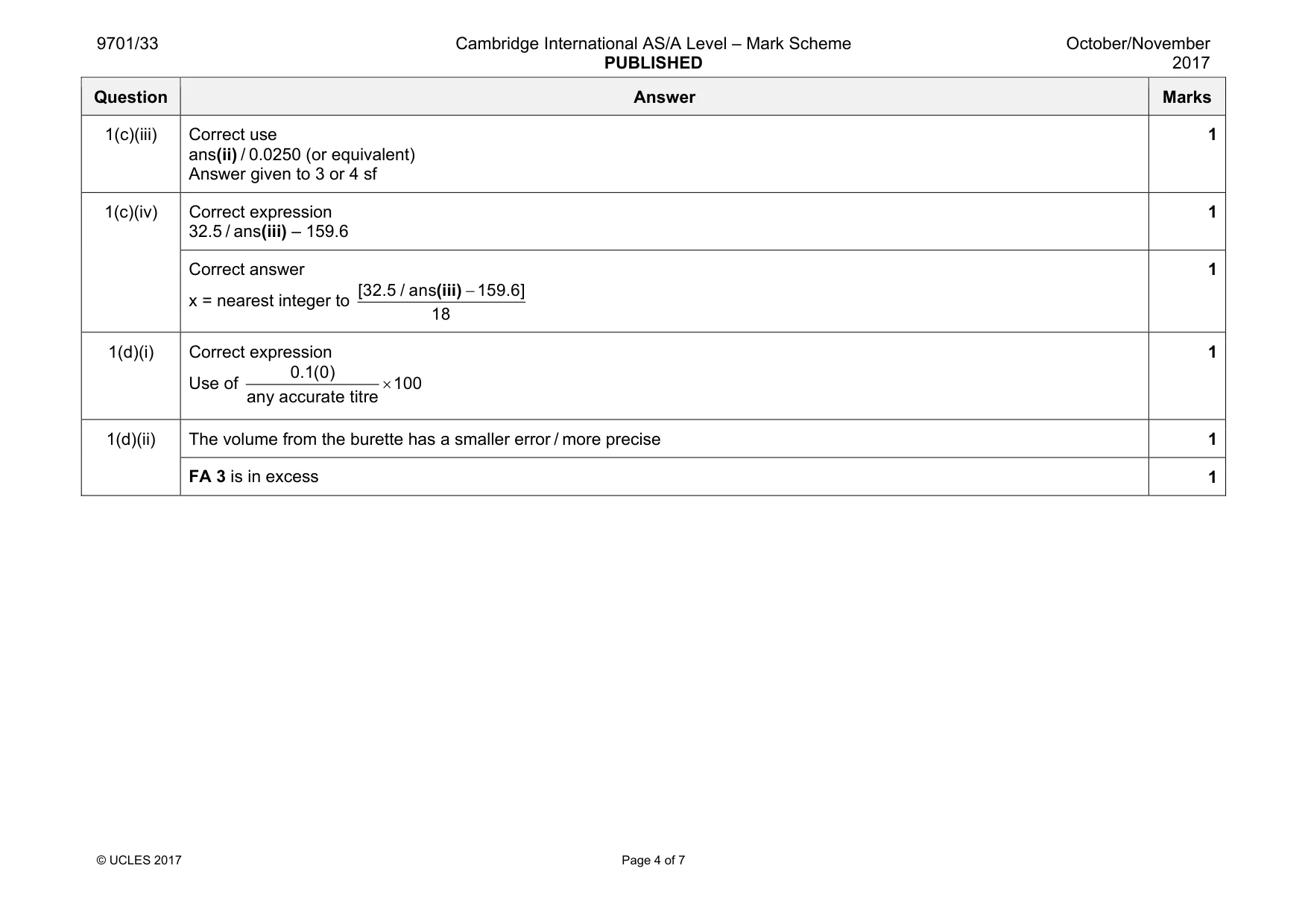 Mark scheme, page 4 of 7