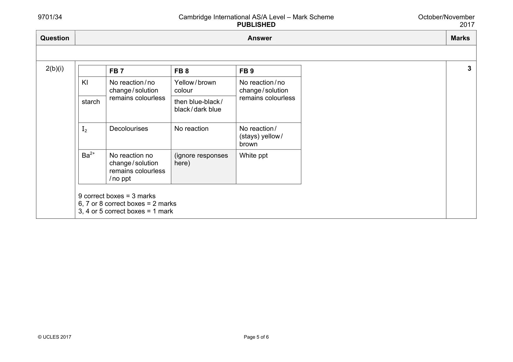 Mark scheme, page 5 of 6
