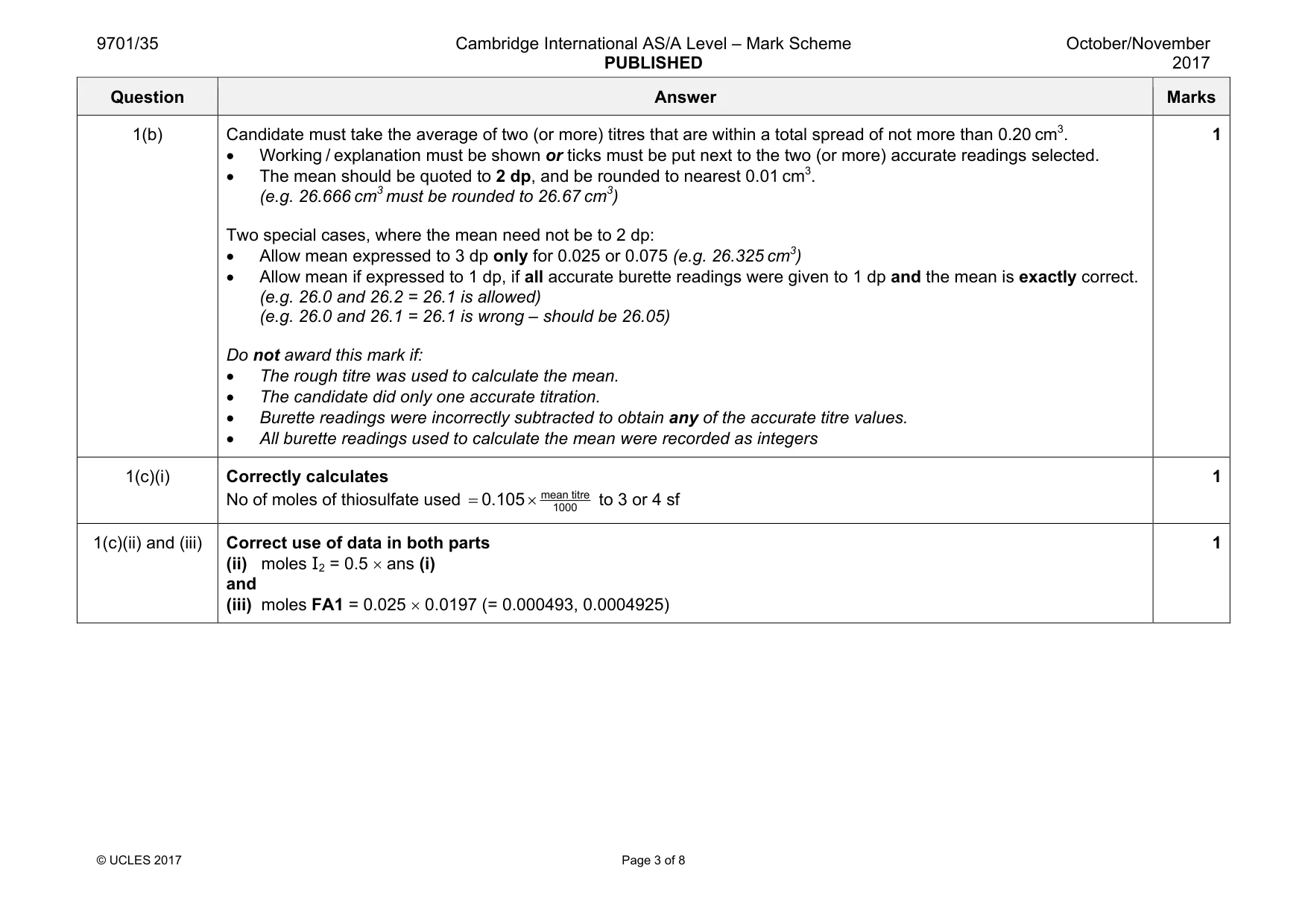 Mark scheme, page 3 of 8