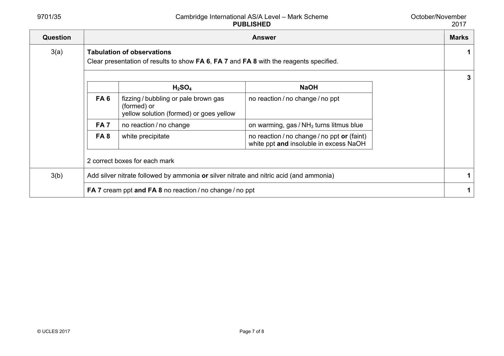 Mark scheme, page 7 of 8