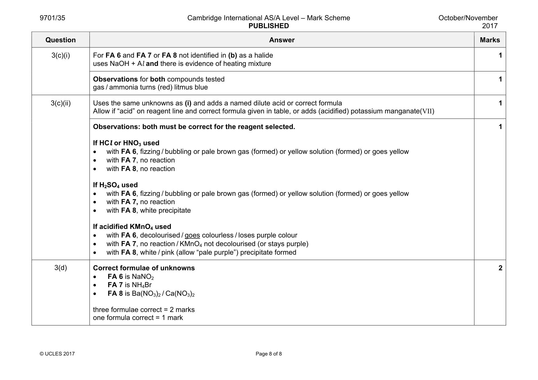 Mark scheme, page 8 of 8