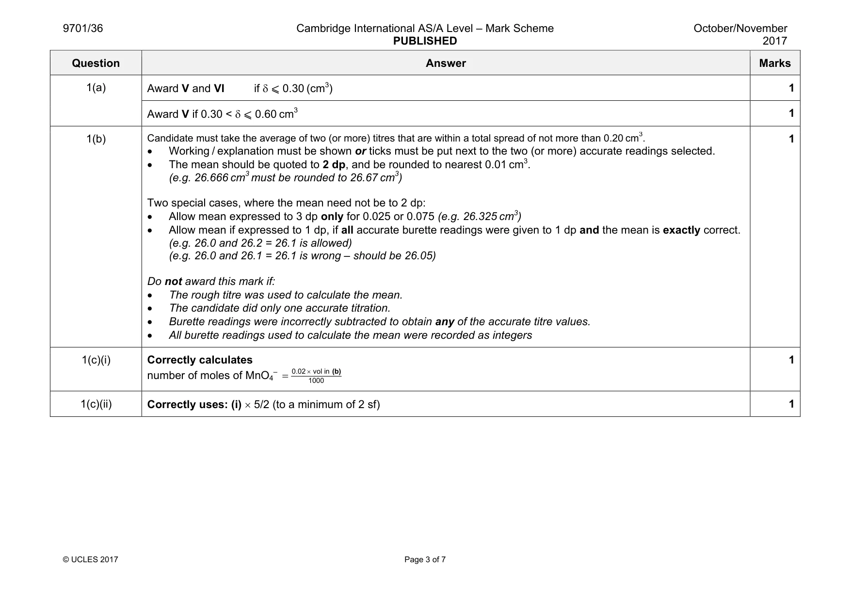 Mark scheme, page 3 of 7