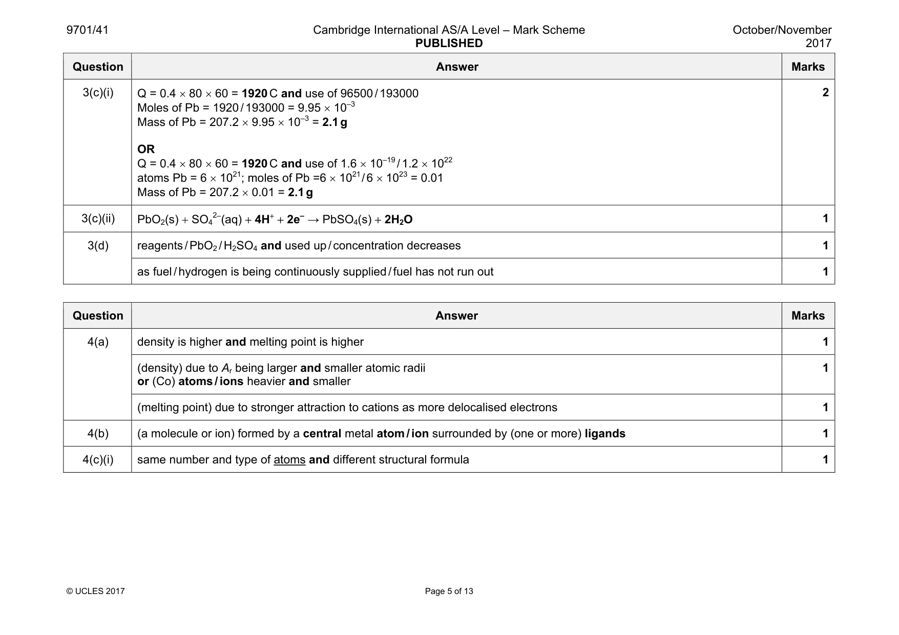 Mark scheme, page 5 of 13