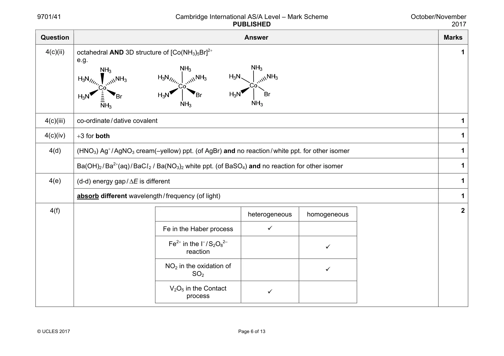 Mark scheme, page 6 of 13