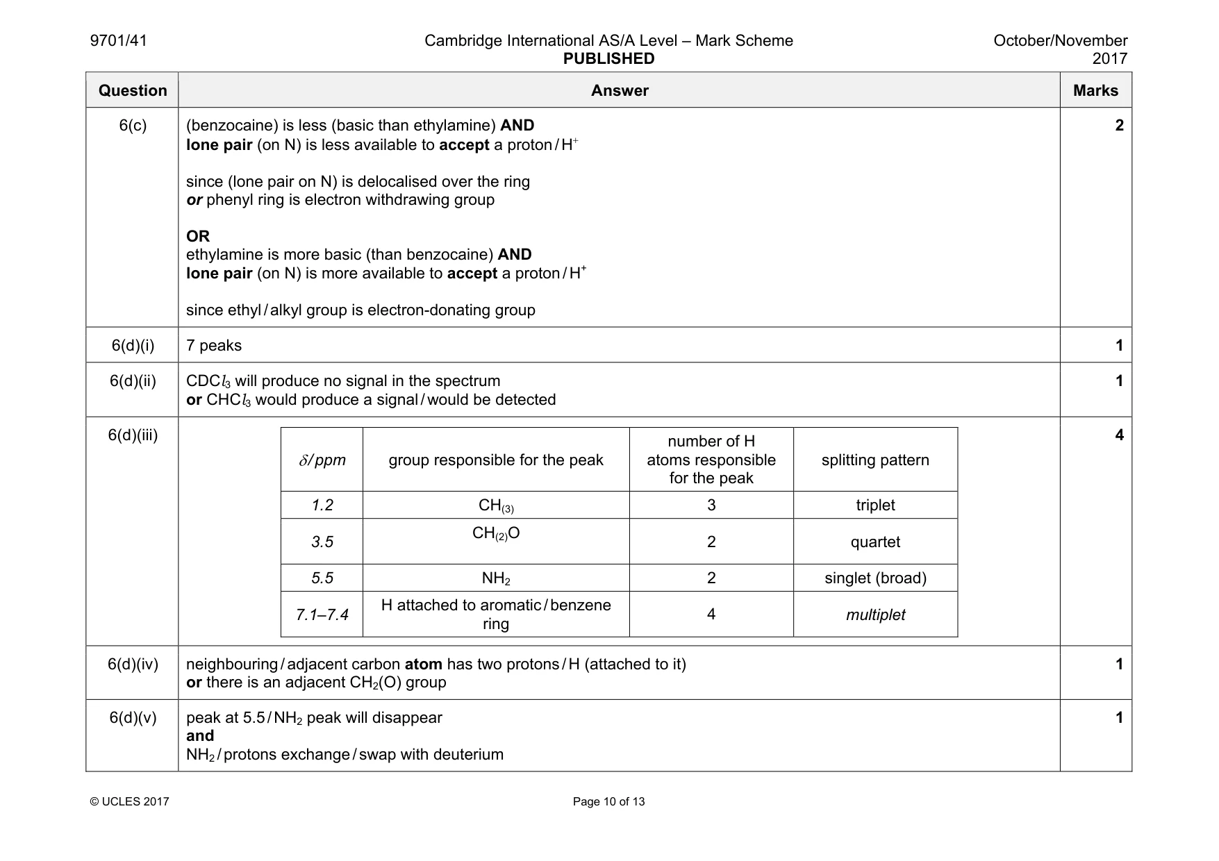 Mark scheme, page 10 of 13