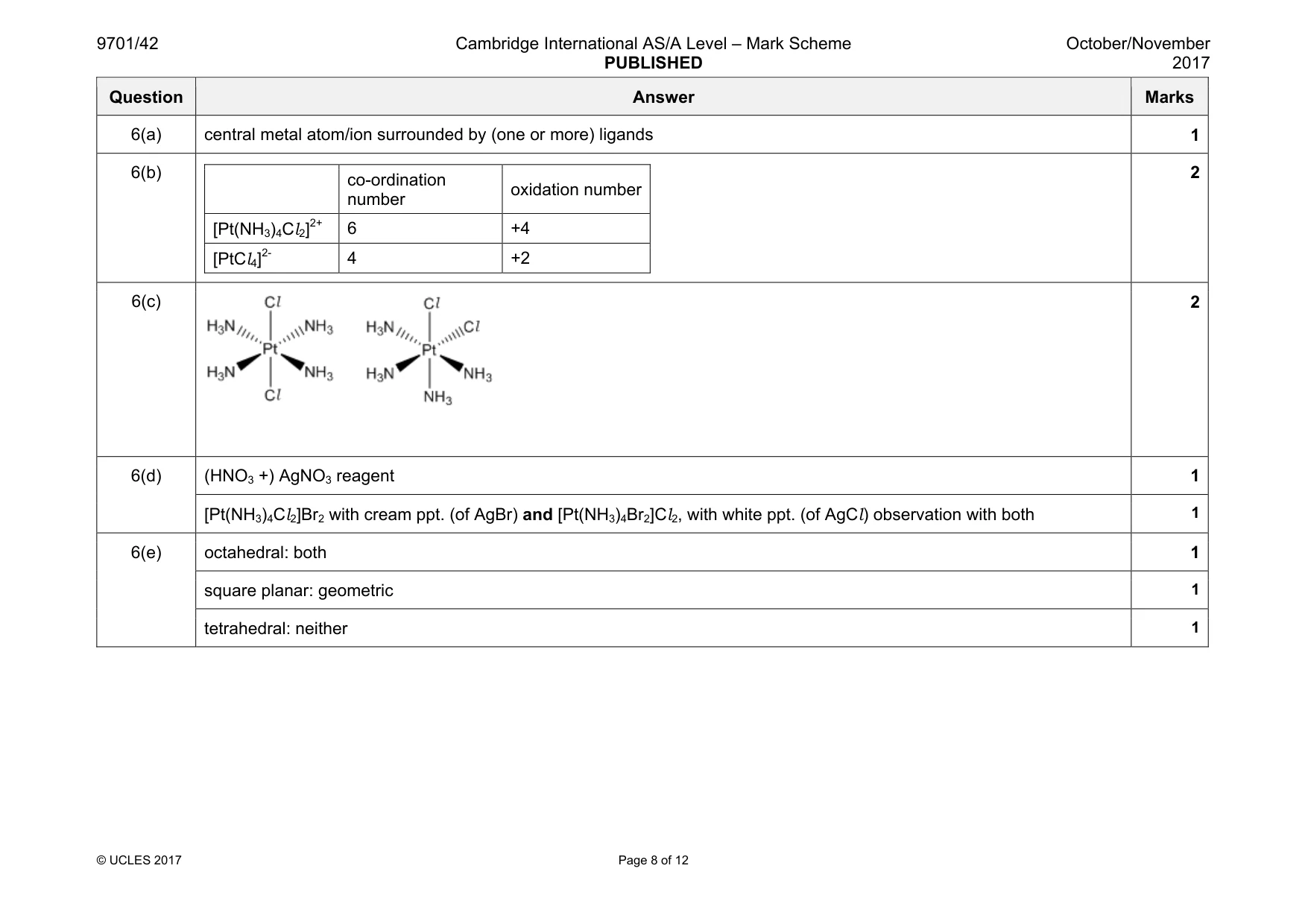 Mark scheme, page 8 of 12