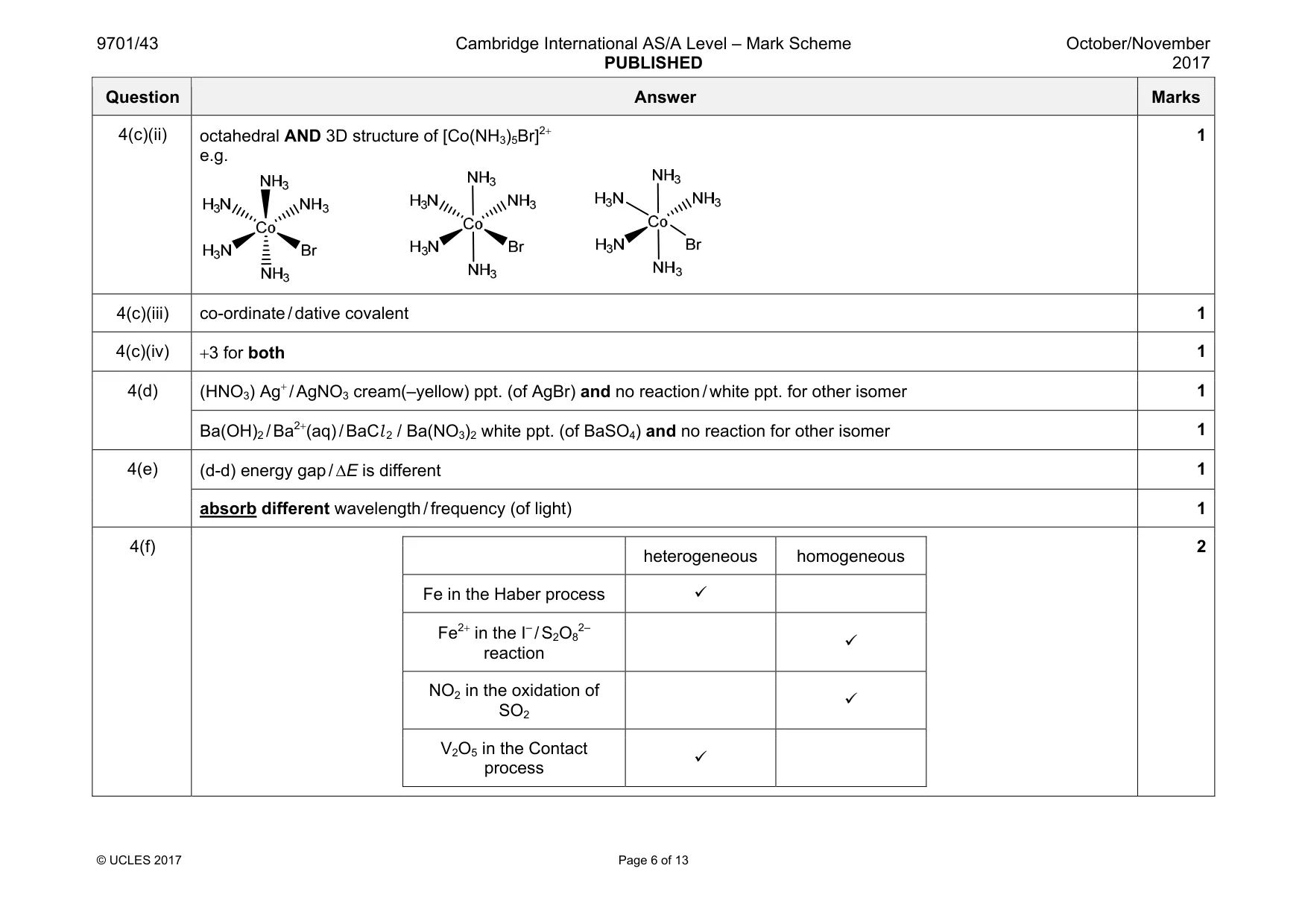 Mark scheme, page 6 of 13