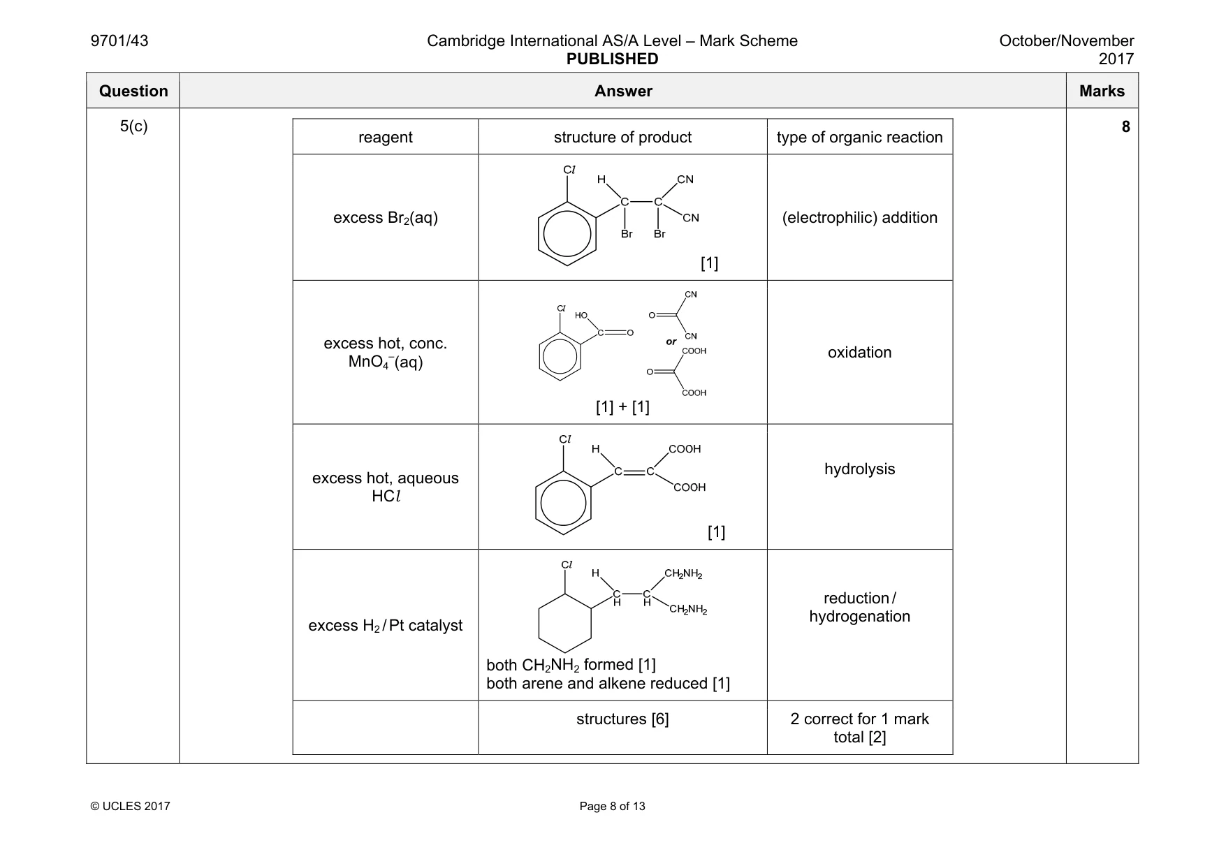 Mark scheme, page 8 of 13