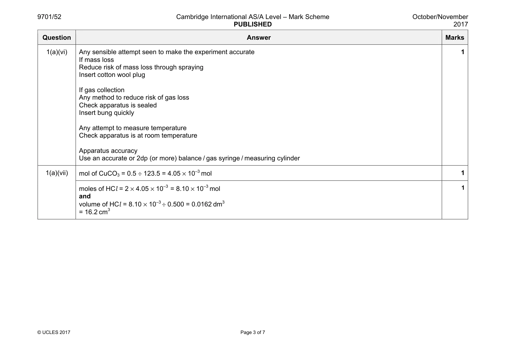 Mark scheme, page 3 of 7