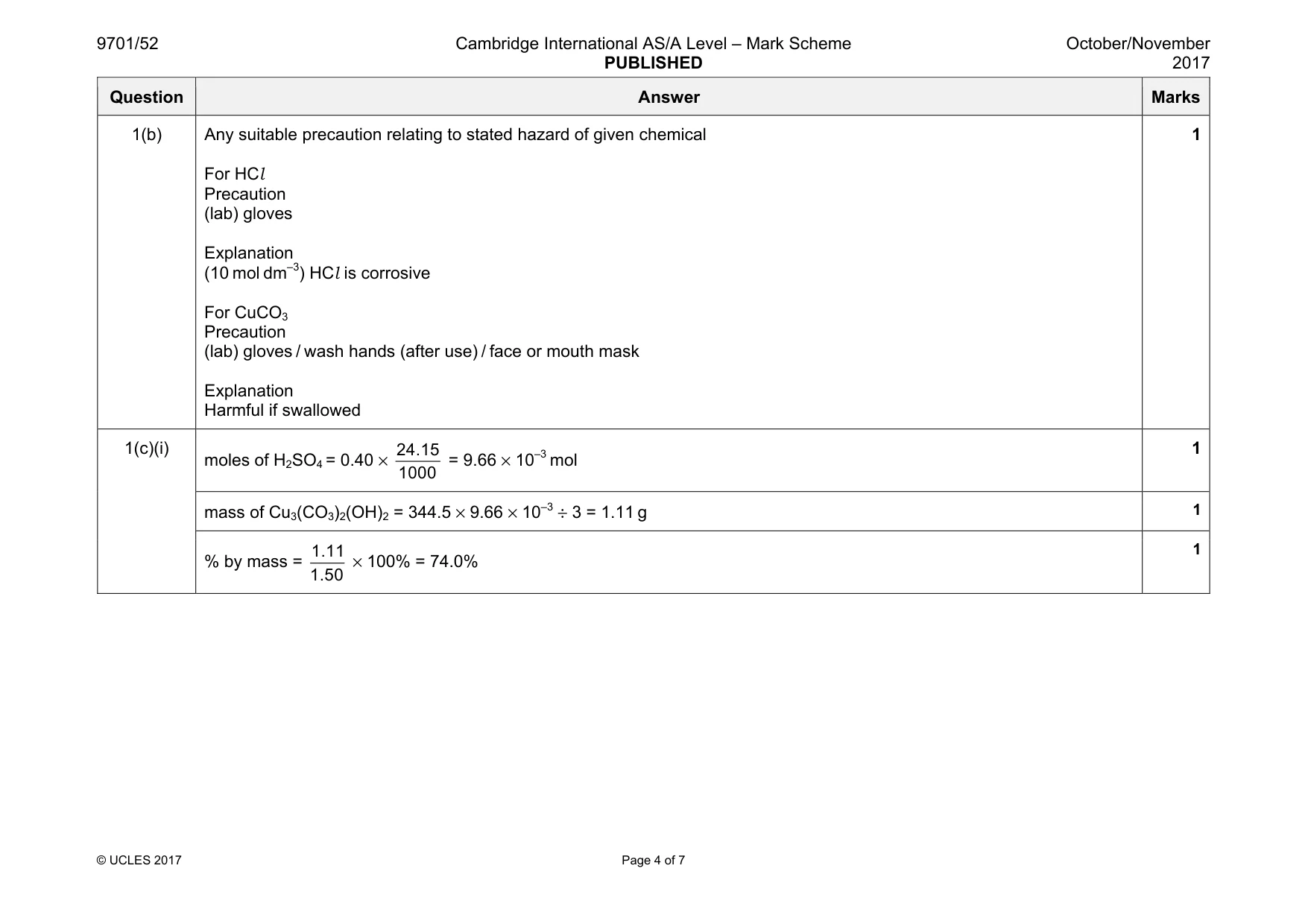 Mark scheme, page 4 of 7