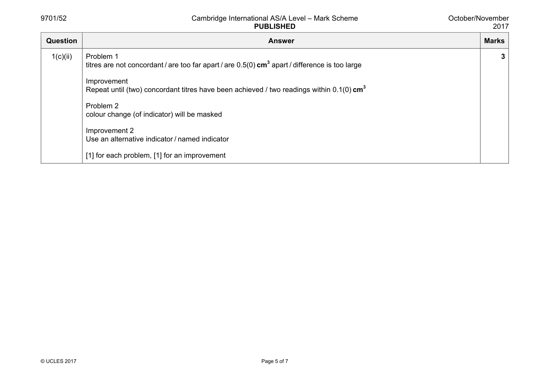 Mark scheme, page 5 of 7