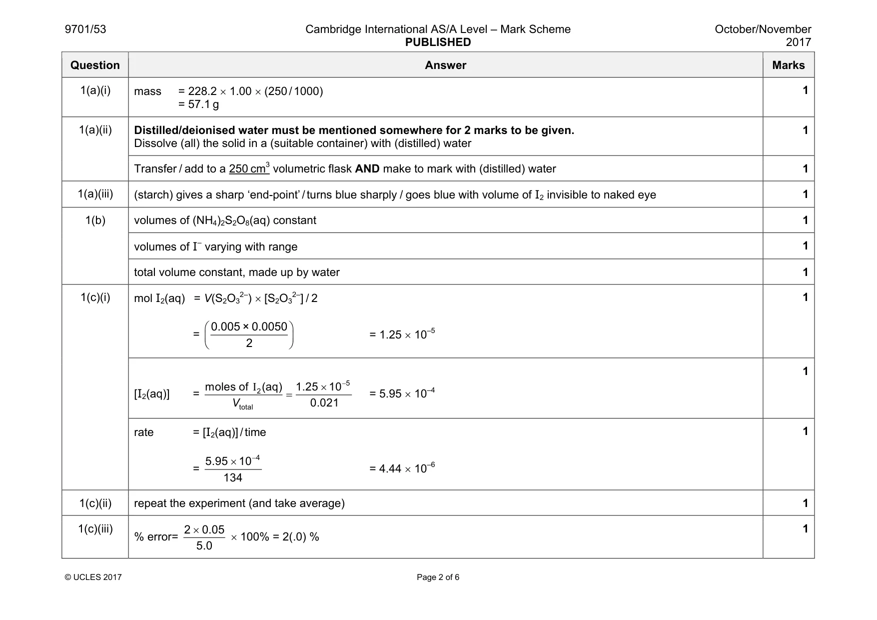 Mark scheme, page 2 of 6