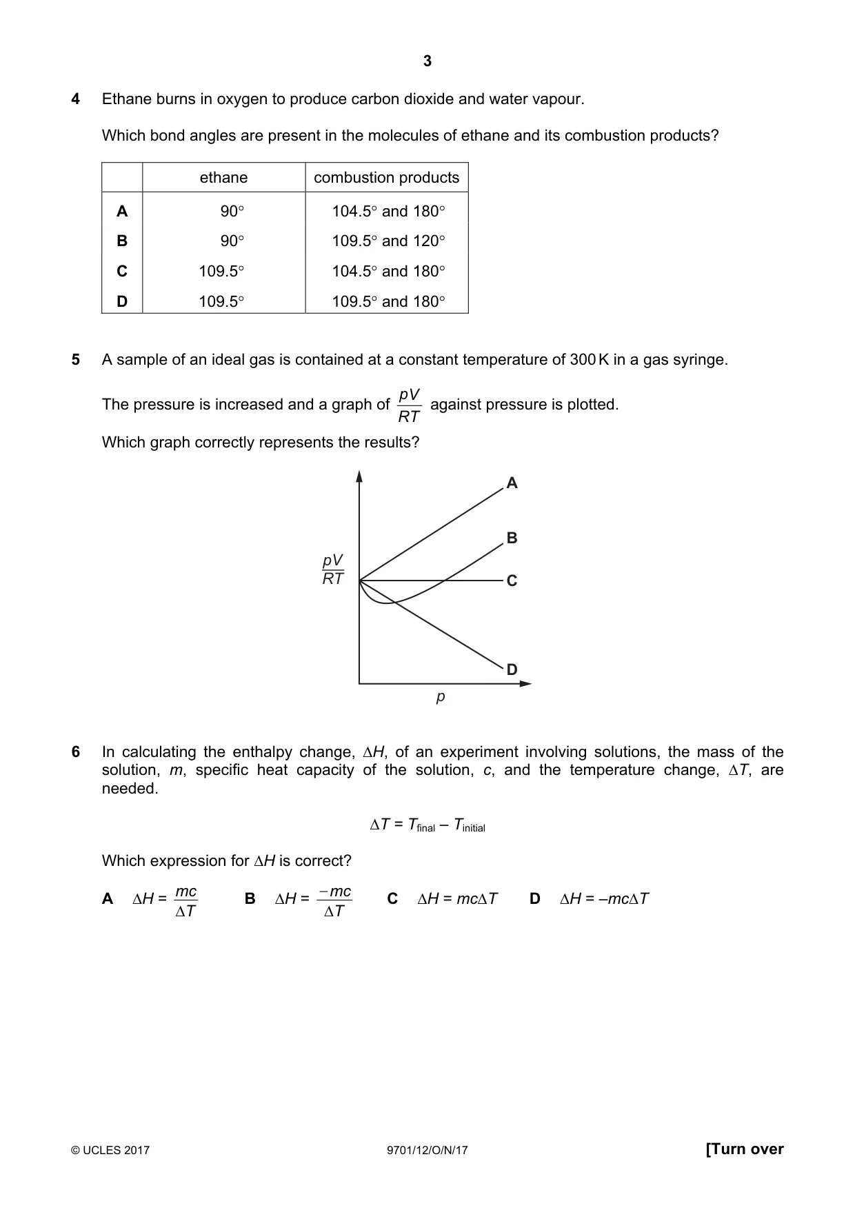 Cambridge A Level Chemistry 9701 2017 Oct/Nov Paper 1 · Variant 2 question paper, page 3 of 16