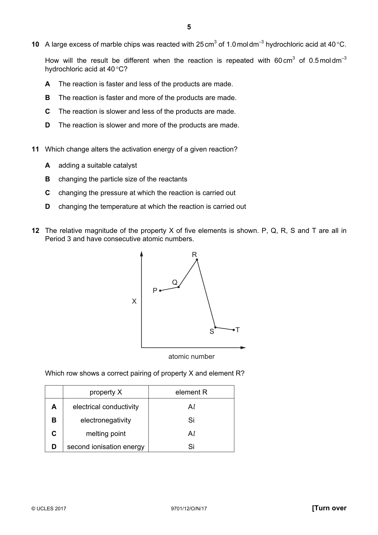Cambridge A Level Chemistry 9701 2017 Oct/Nov Paper 1 · Variant 2 question paper, page 5 of 16