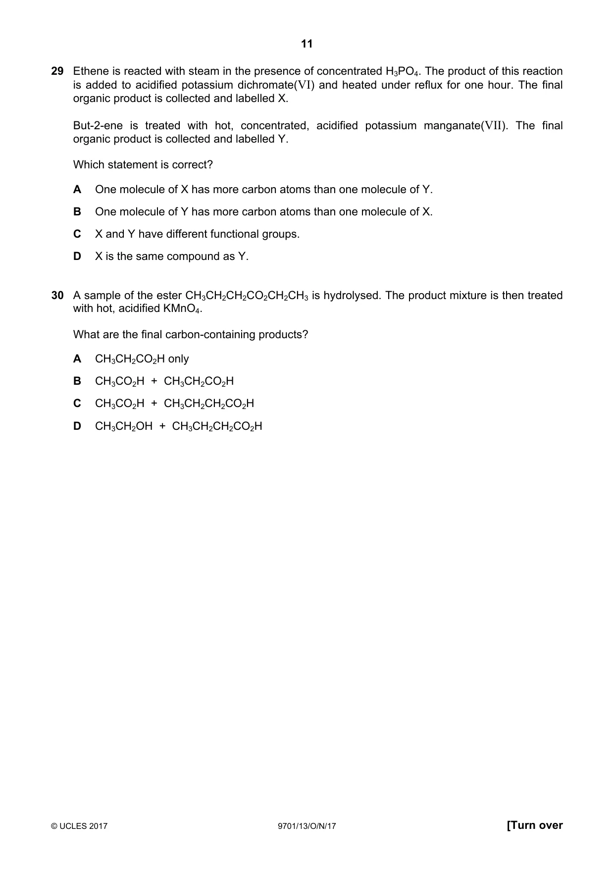 Cambridge A Level Chemistry 9701 2017 Oct/Nov Paper 1 · Variant 3 question paper, page 11 of 16