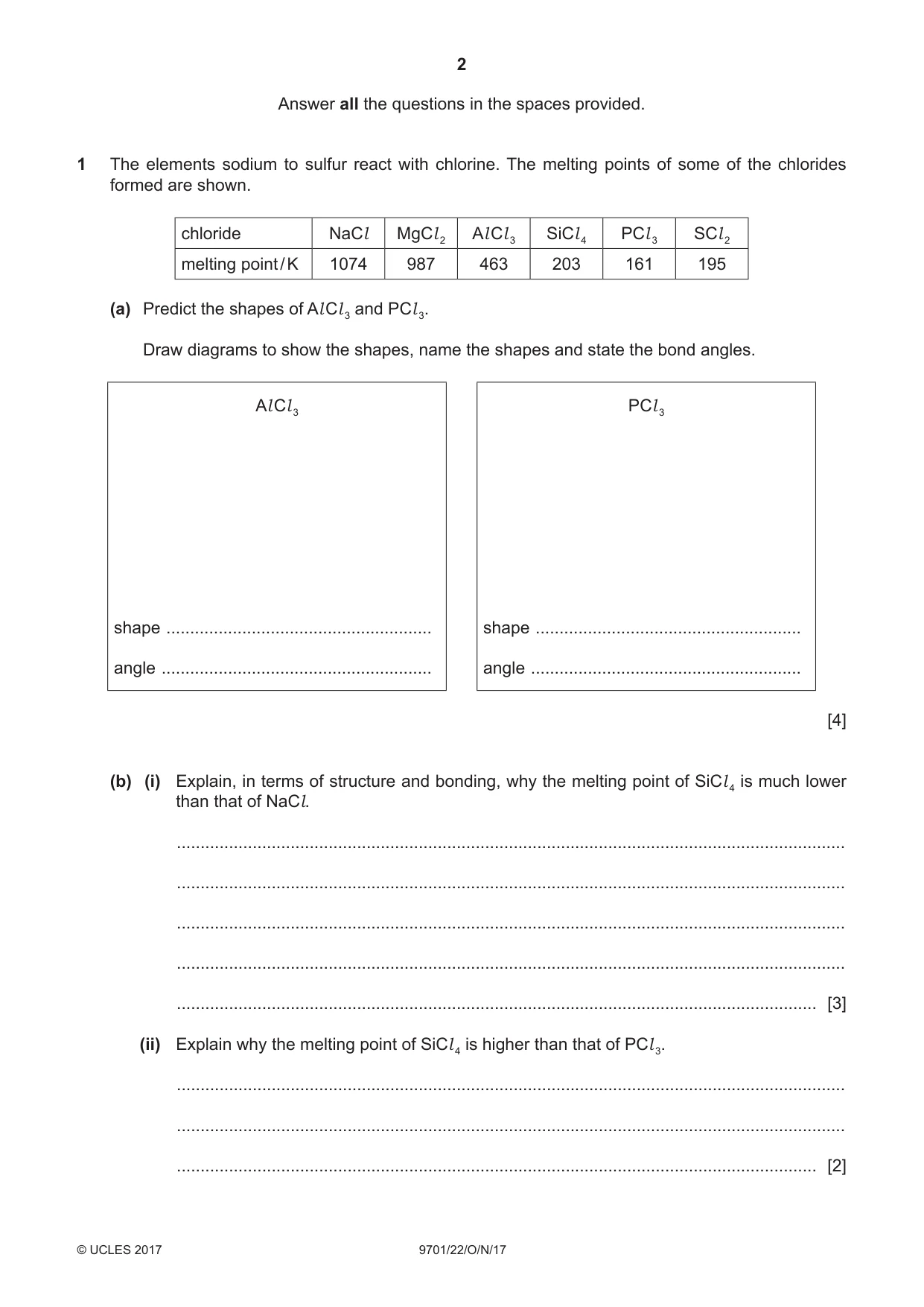 Cambridge A Level Chemistry 9701 2017 Oct/Nov Paper 2 · Variant 2 question paper, page 2 of 12