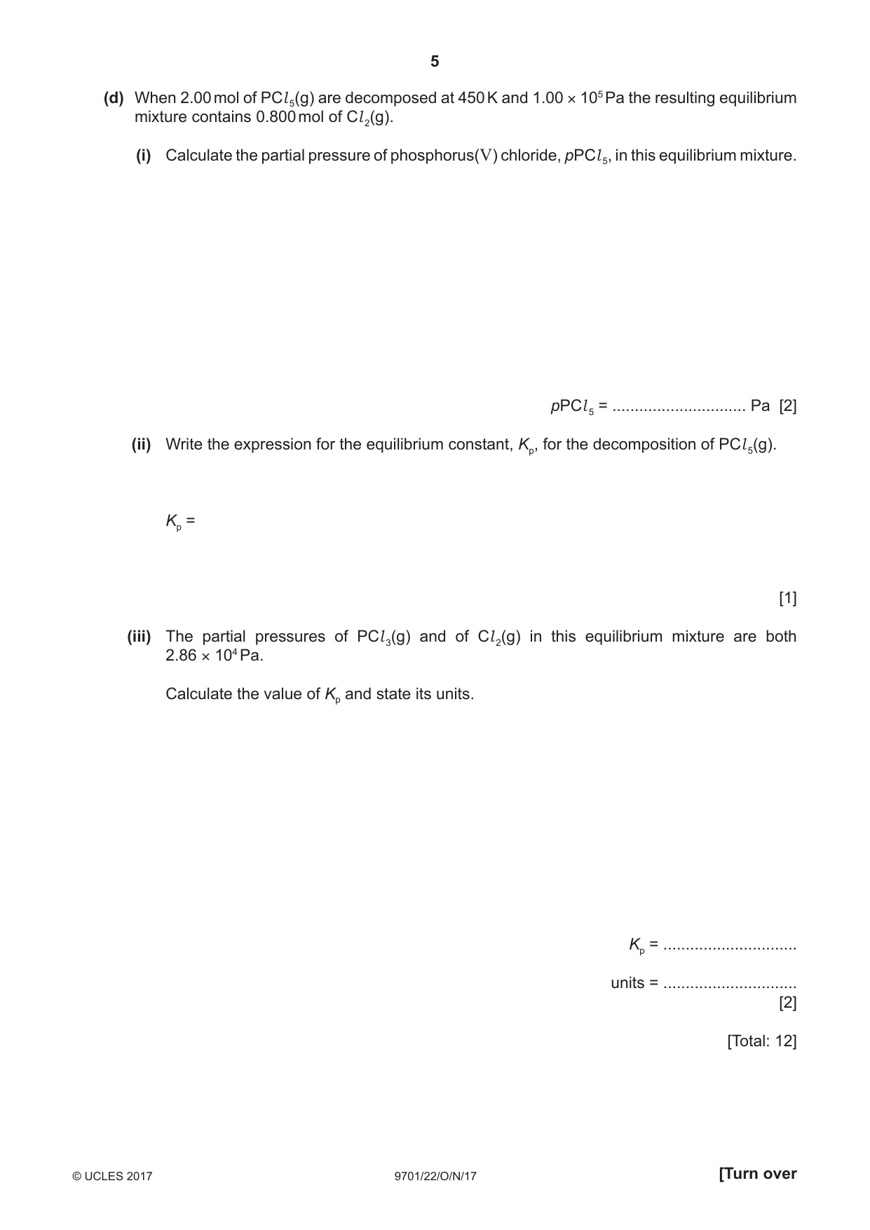 Cambridge A Level Chemistry 9701 2017 Oct/Nov Paper 2 · Variant 2 question paper, page 5 of 12