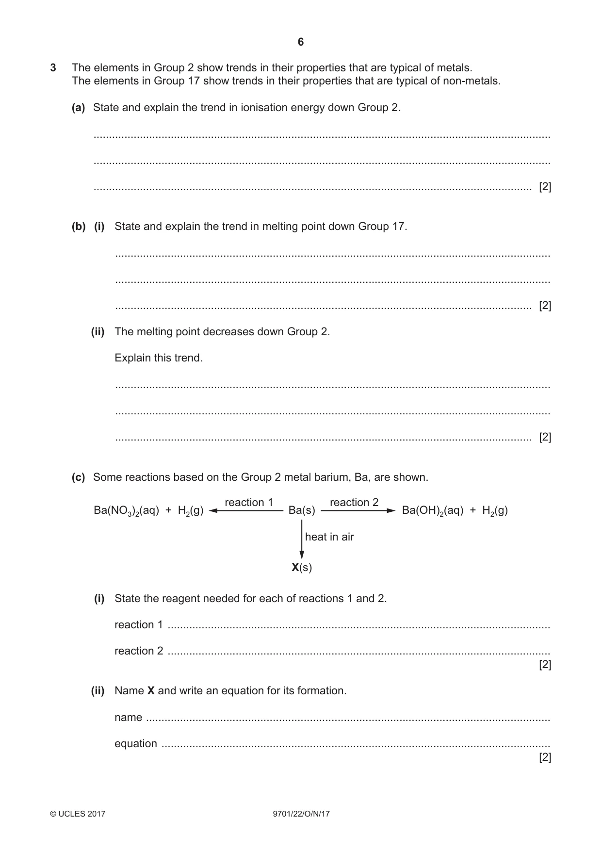 Cambridge A Level Chemistry 9701 2017 Oct/Nov Paper 2 · Variant 2 question paper, page 6 of 12