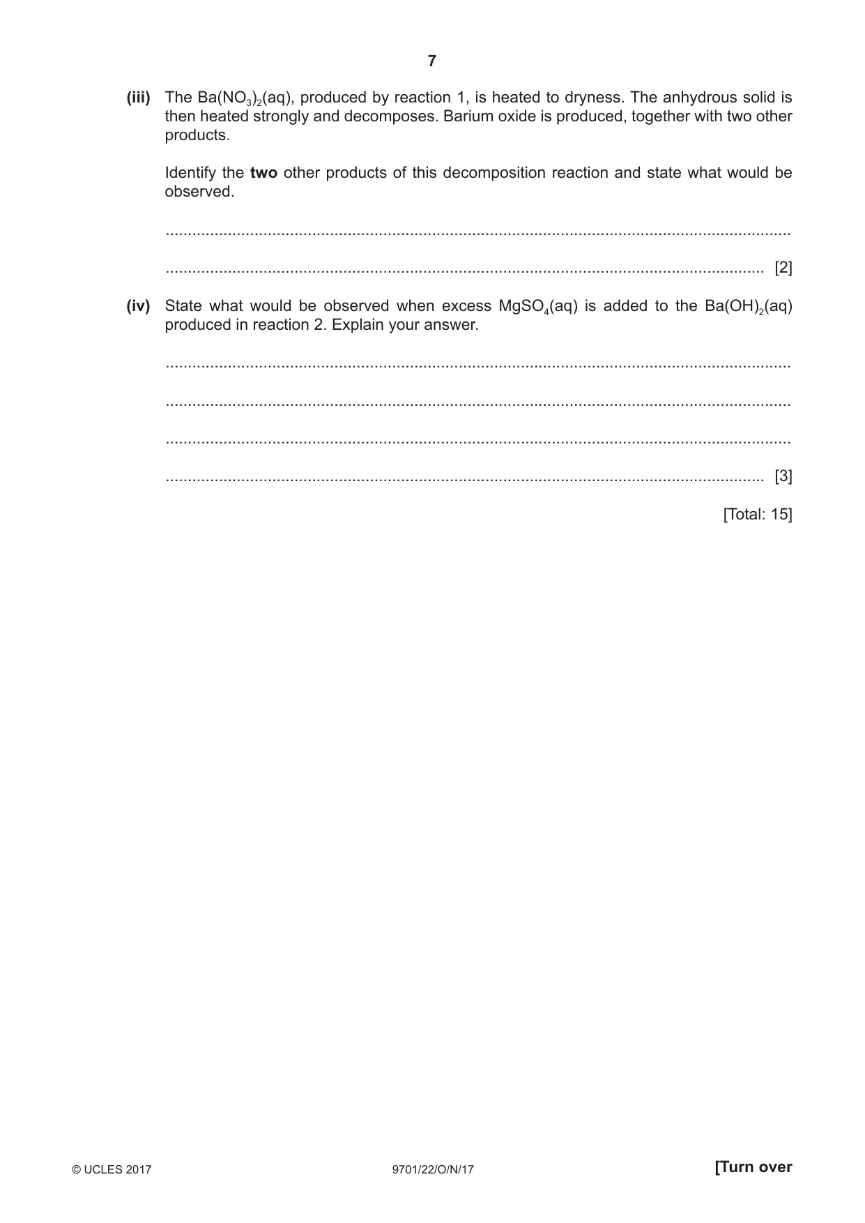 Cambridge A Level Chemistry 9701 2017 Oct/Nov Paper 2 · Variant 2 question paper, page 7 of 12