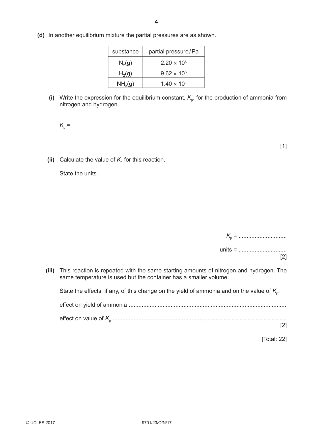 Cambridge A Level Chemistry 9701 2017 Oct/Nov Paper 2 · Variant 3 question paper, page 4 of 12