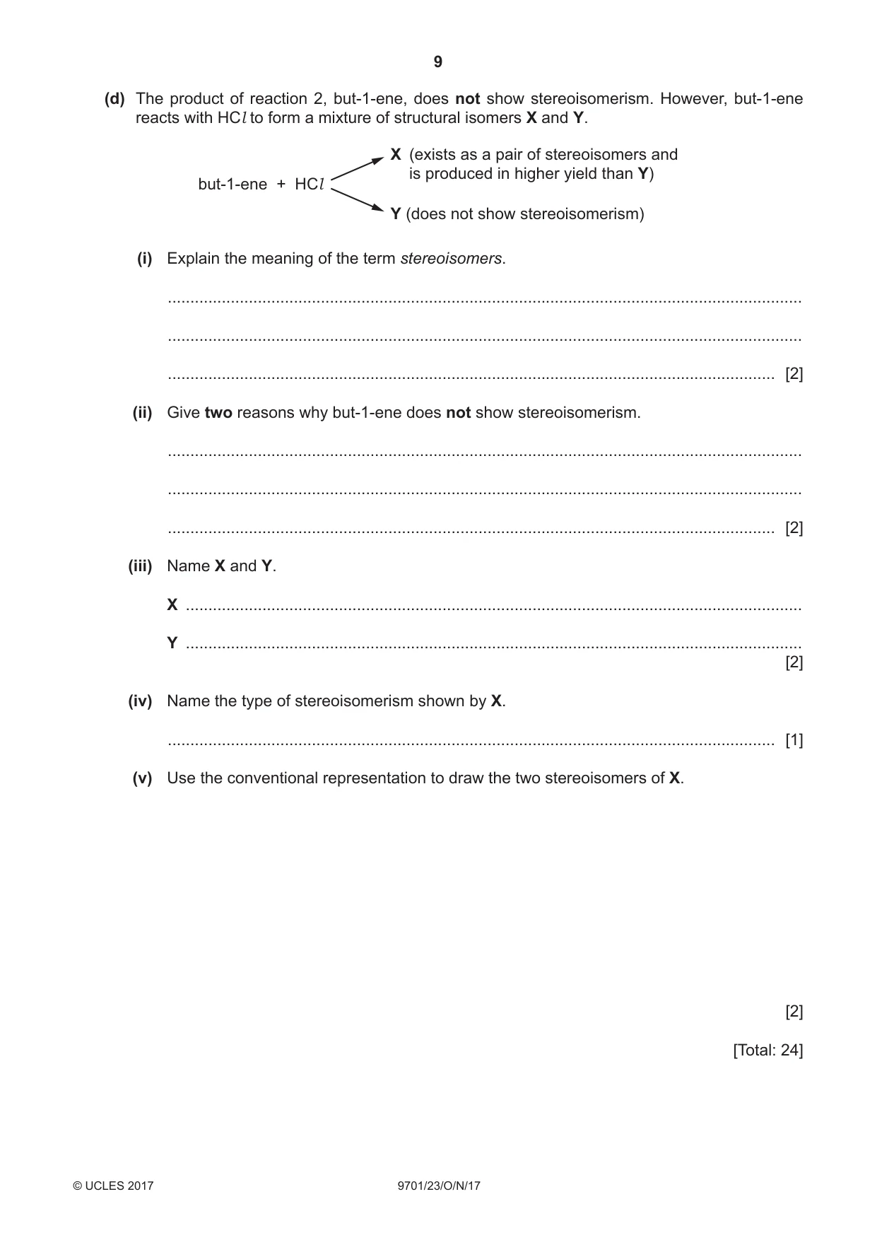 Cambridge A Level Chemistry 9701 2017 Oct/Nov Paper 2 · Variant 3 question paper, page 9 of 12