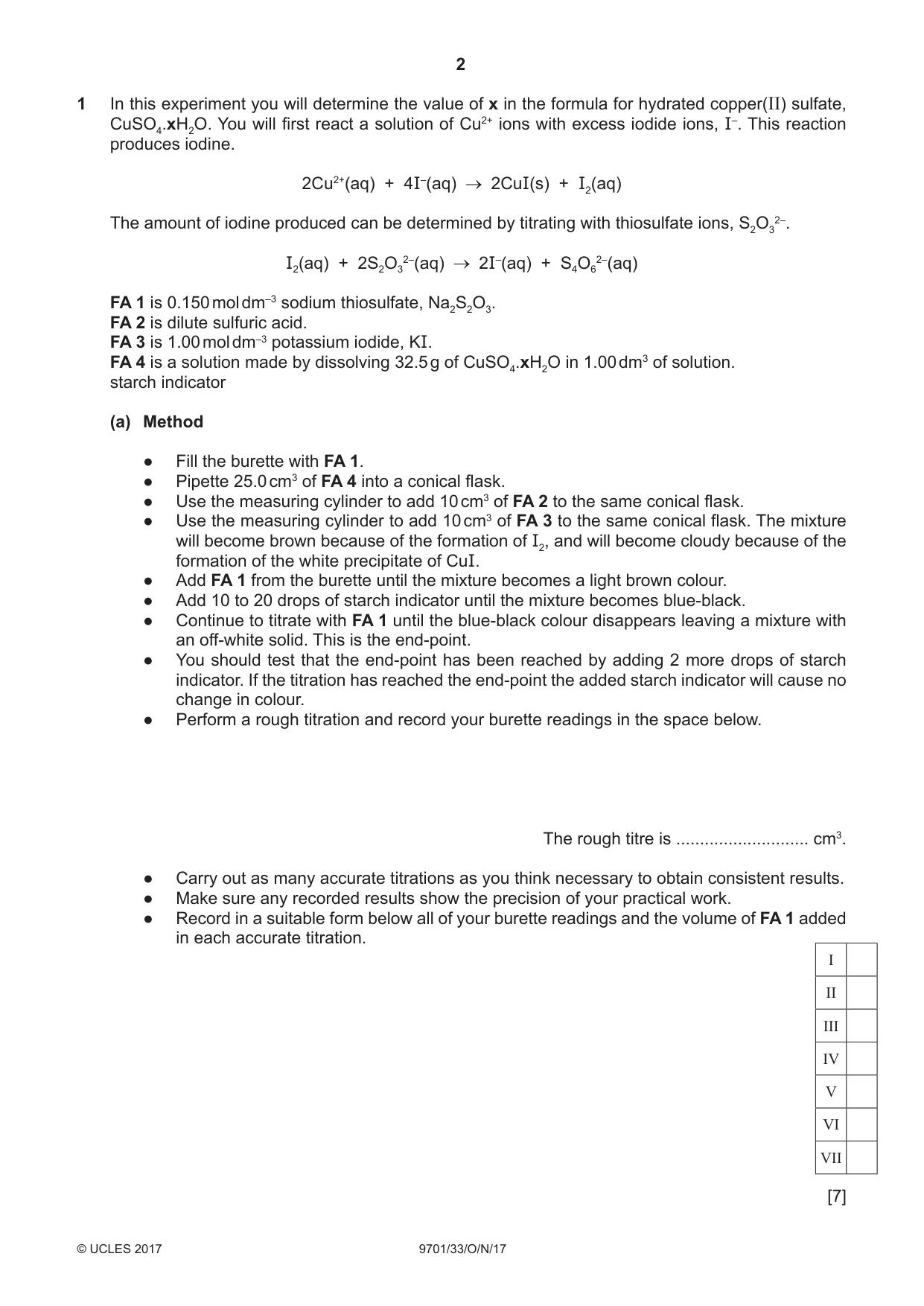 Cambridge A Level Chemistry 9701 2017 Oct/Nov Paper 3 · Variant 3 question paper, page 2 of 12