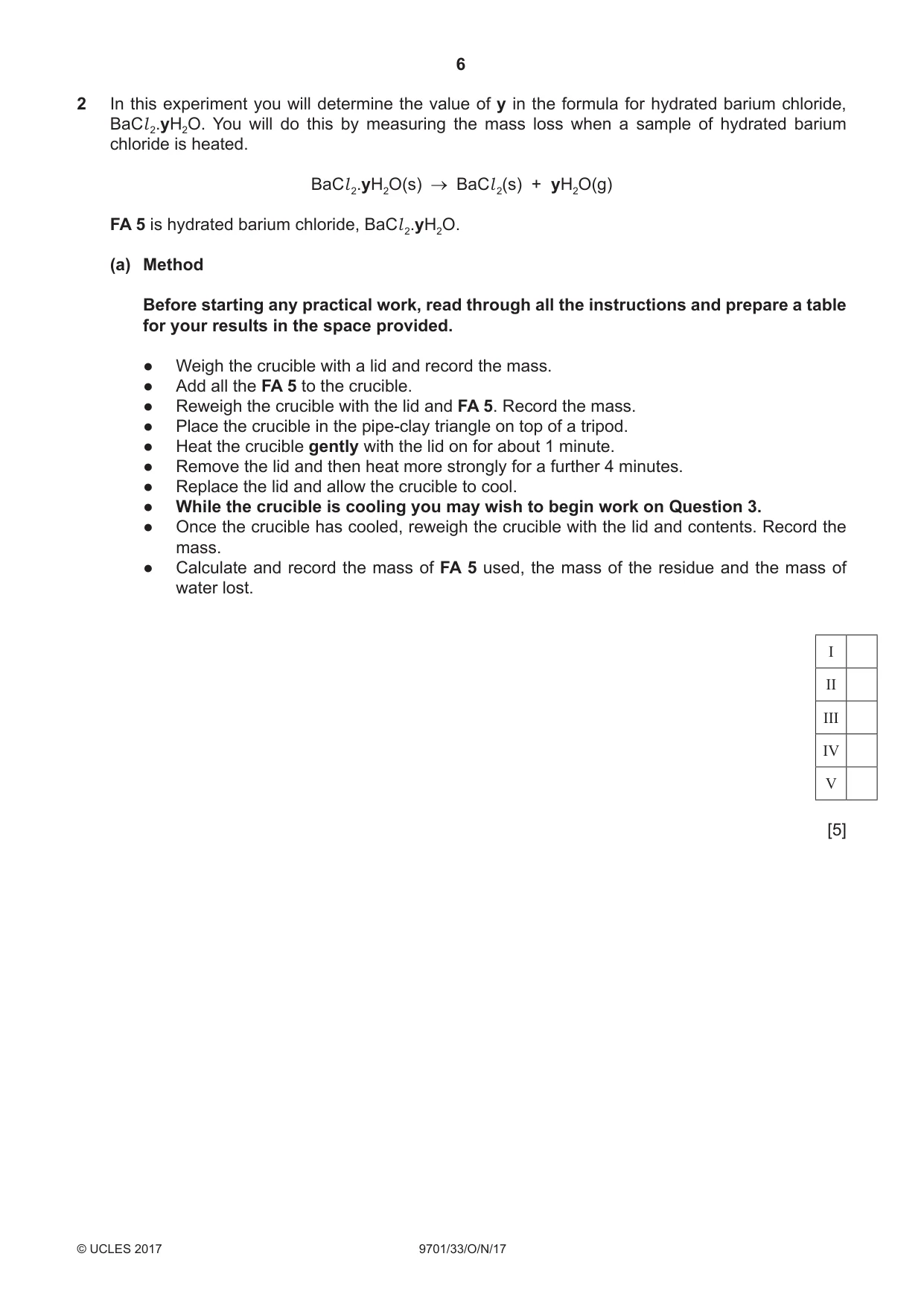 Cambridge A Level Chemistry 9701 2017 Oct/Nov Paper 3 · Variant 3 question paper, page 6 of 12