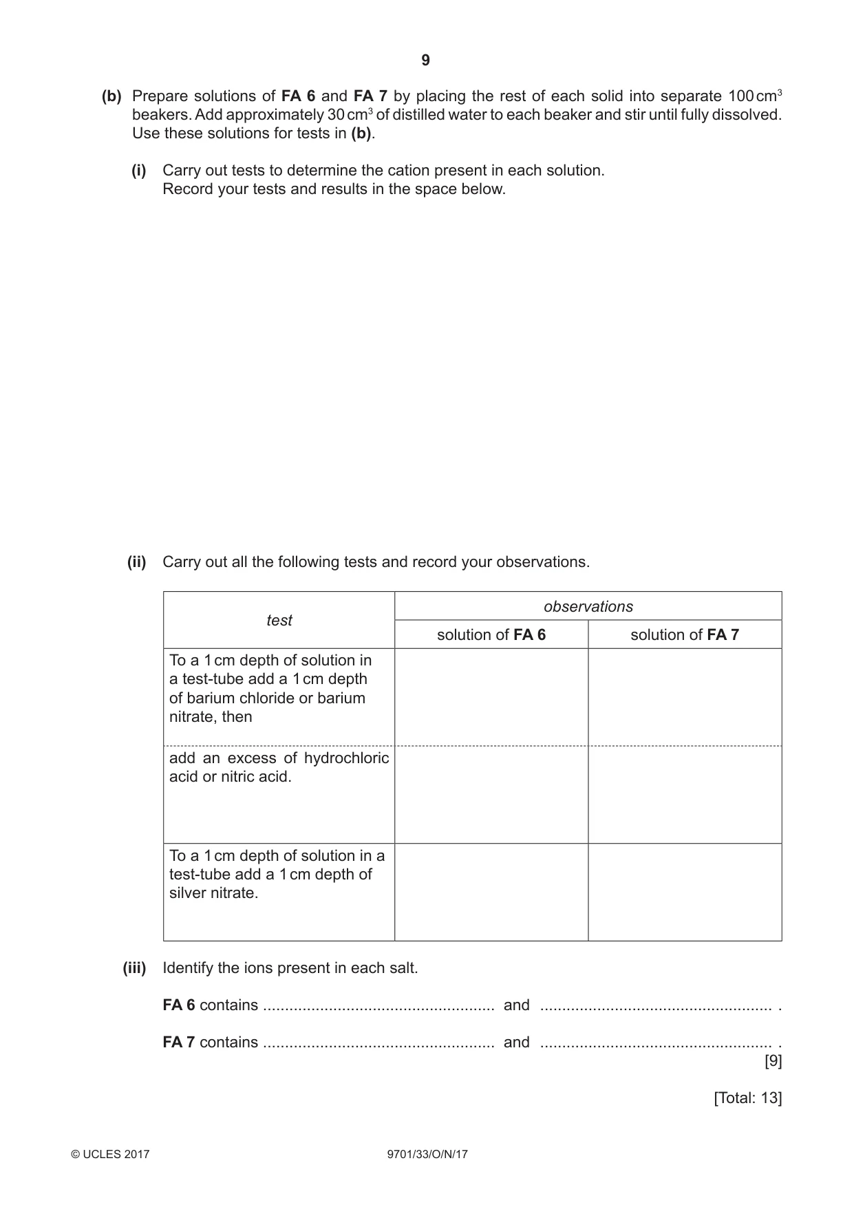 Cambridge A Level Chemistry 9701 2017 Oct/Nov Paper 3 · Variant 3 question paper, page 9 of 12