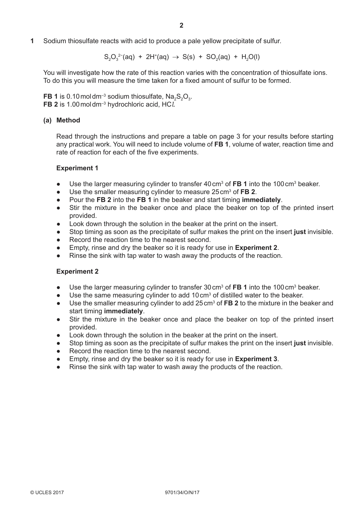 Cambridge A Level Chemistry 9701 2017 Oct/Nov Paper 3 · Variant 4 question paper, page 2 of 12