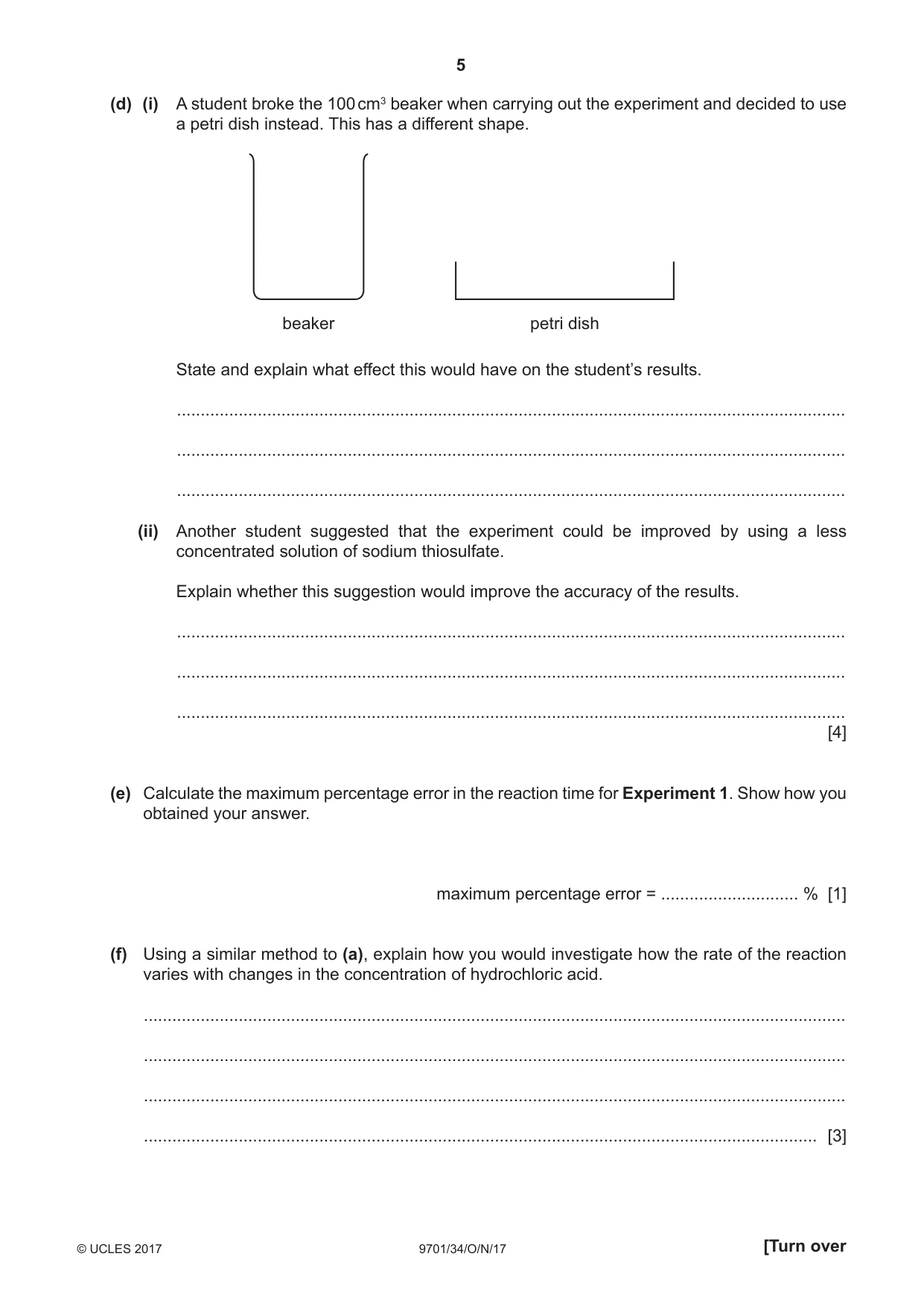 Cambridge A Level Chemistry 9701 2017 Oct/Nov Paper 3 · Variant 4 question paper, page 5 of 12