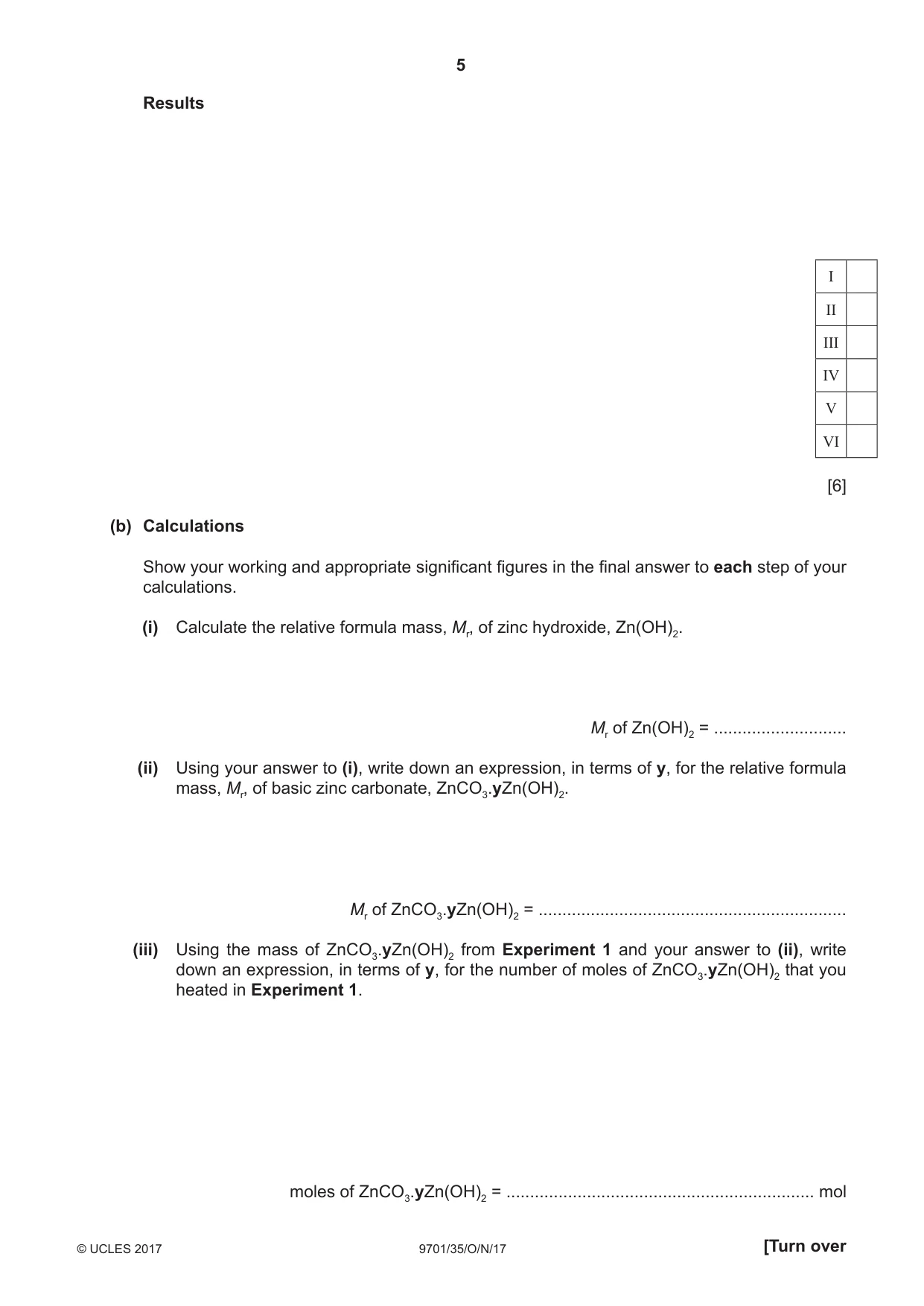 Cambridge A Level Chemistry 9701 2017 Oct/Nov Paper 3 · Variant 5 question paper, page 5 of 12