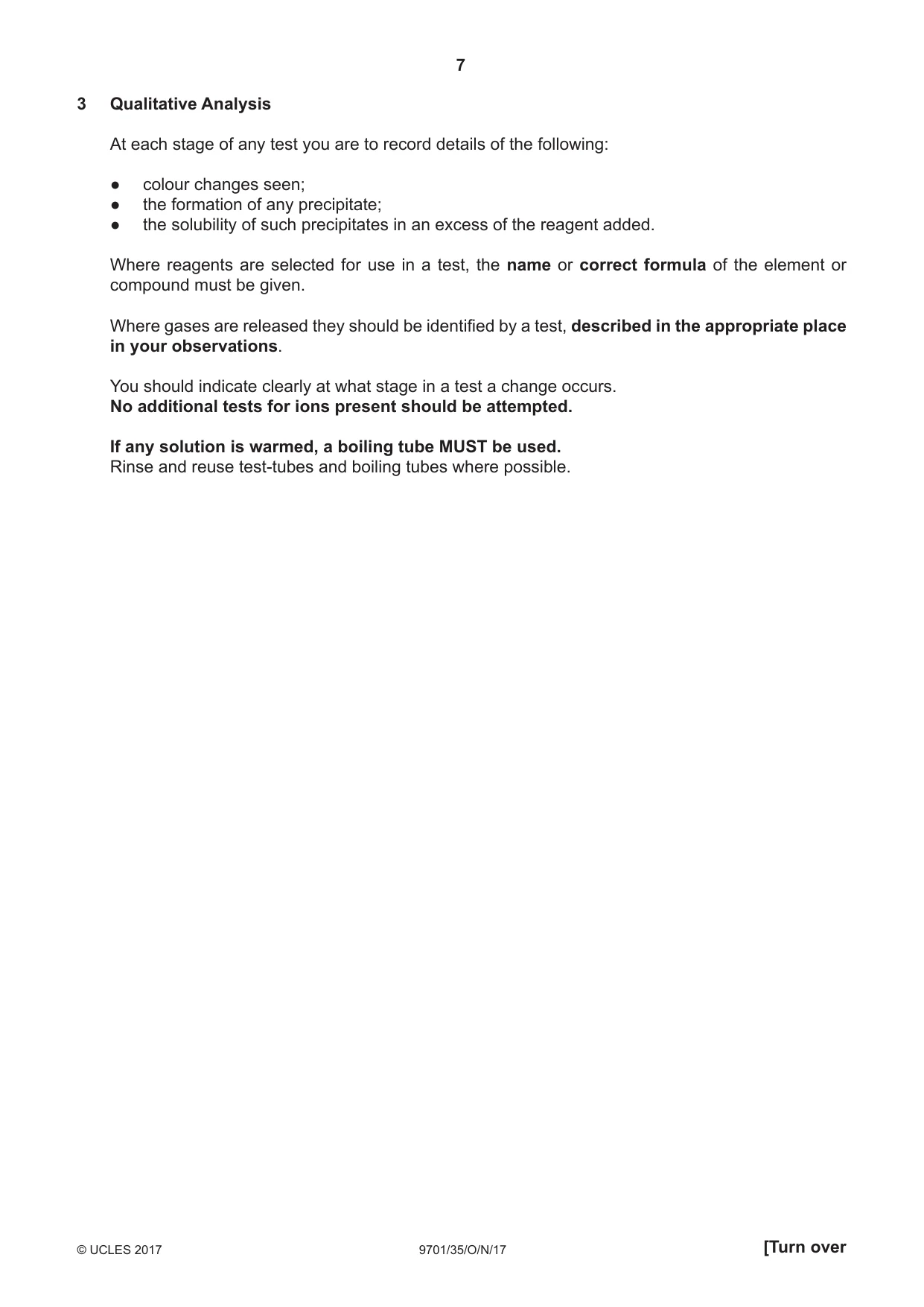 Cambridge A Level Chemistry 9701 2017 Oct/Nov Paper 3 · Variant 5 question paper, page 7 of 12