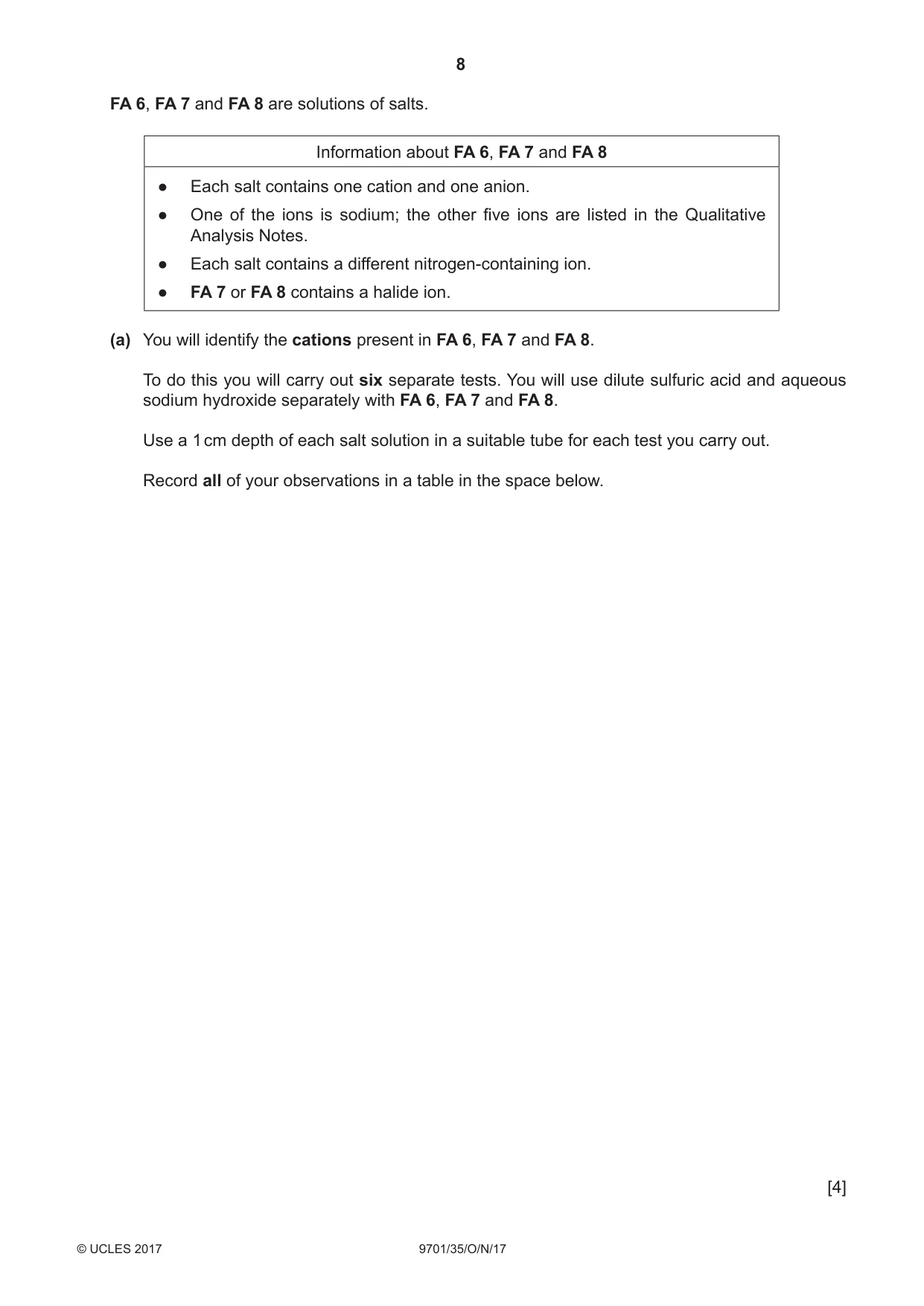 Cambridge A Level Chemistry 9701 2017 Oct/Nov Paper 3 · Variant 5 question paper, page 8 of 12