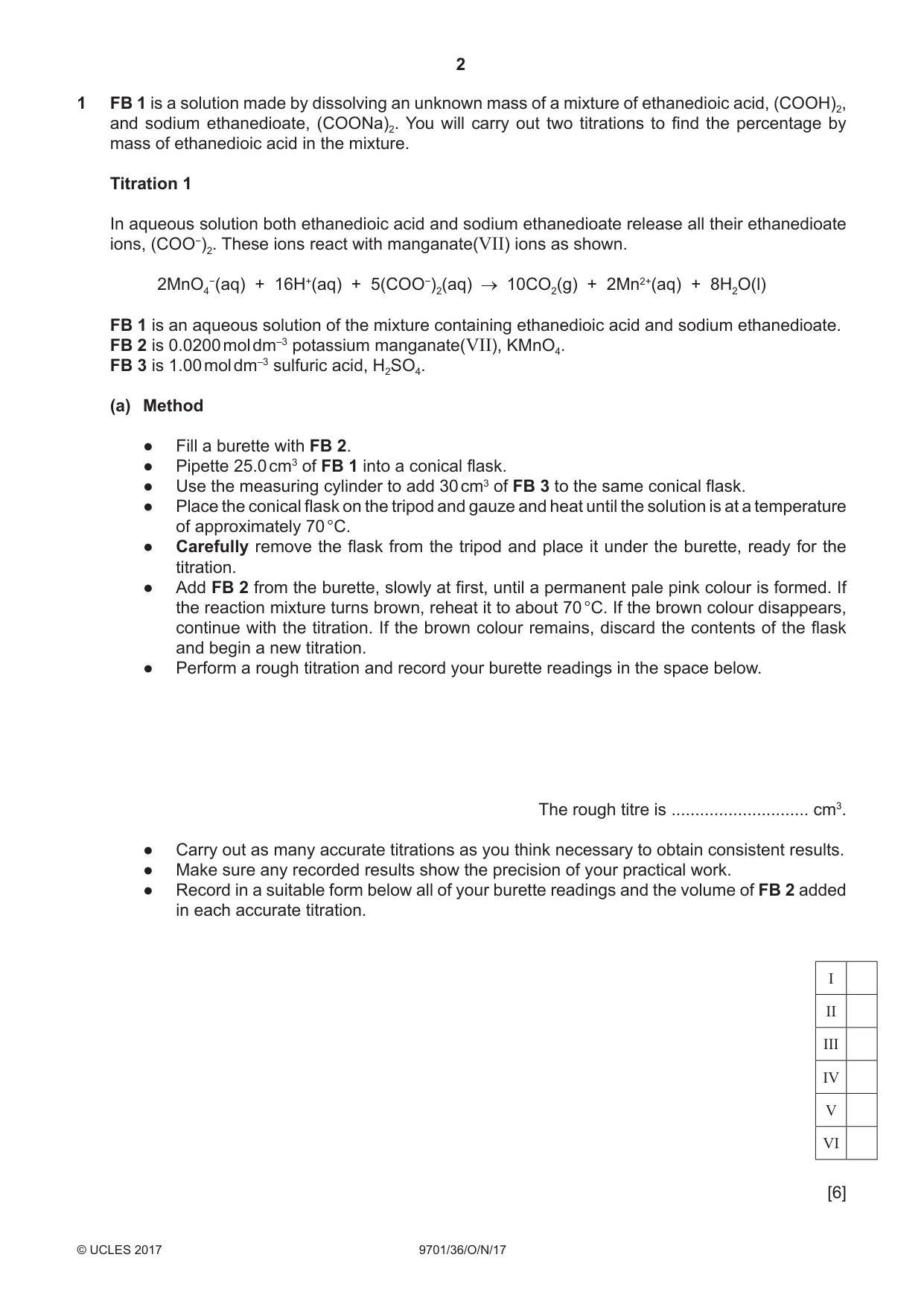 Cambridge A Level Chemistry 9701 2017 Oct/Nov Paper 3 · Variant 6 question paper, page 2 of 12