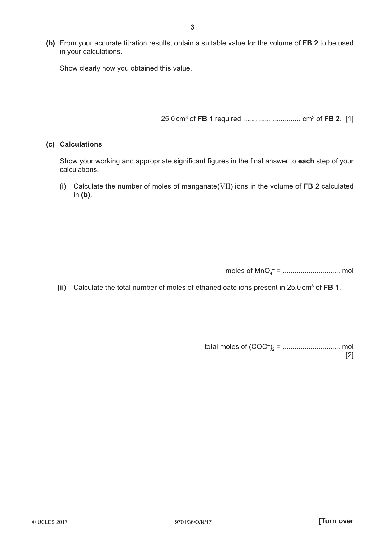 Cambridge A Level Chemistry 9701 2017 Oct/Nov Paper 3 · Variant 6 question paper, page 3 of 12