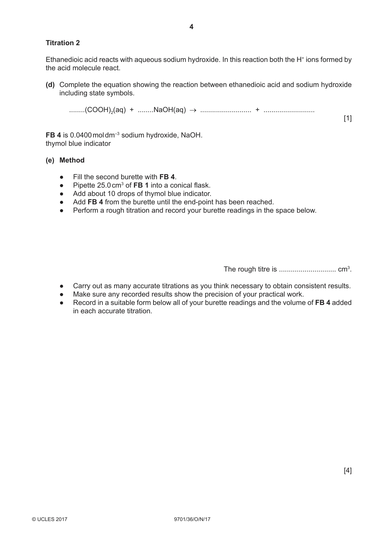 Cambridge A Level Chemistry 9701 2017 Oct/Nov Paper 3 · Variant 6 question paper, page 4 of 12