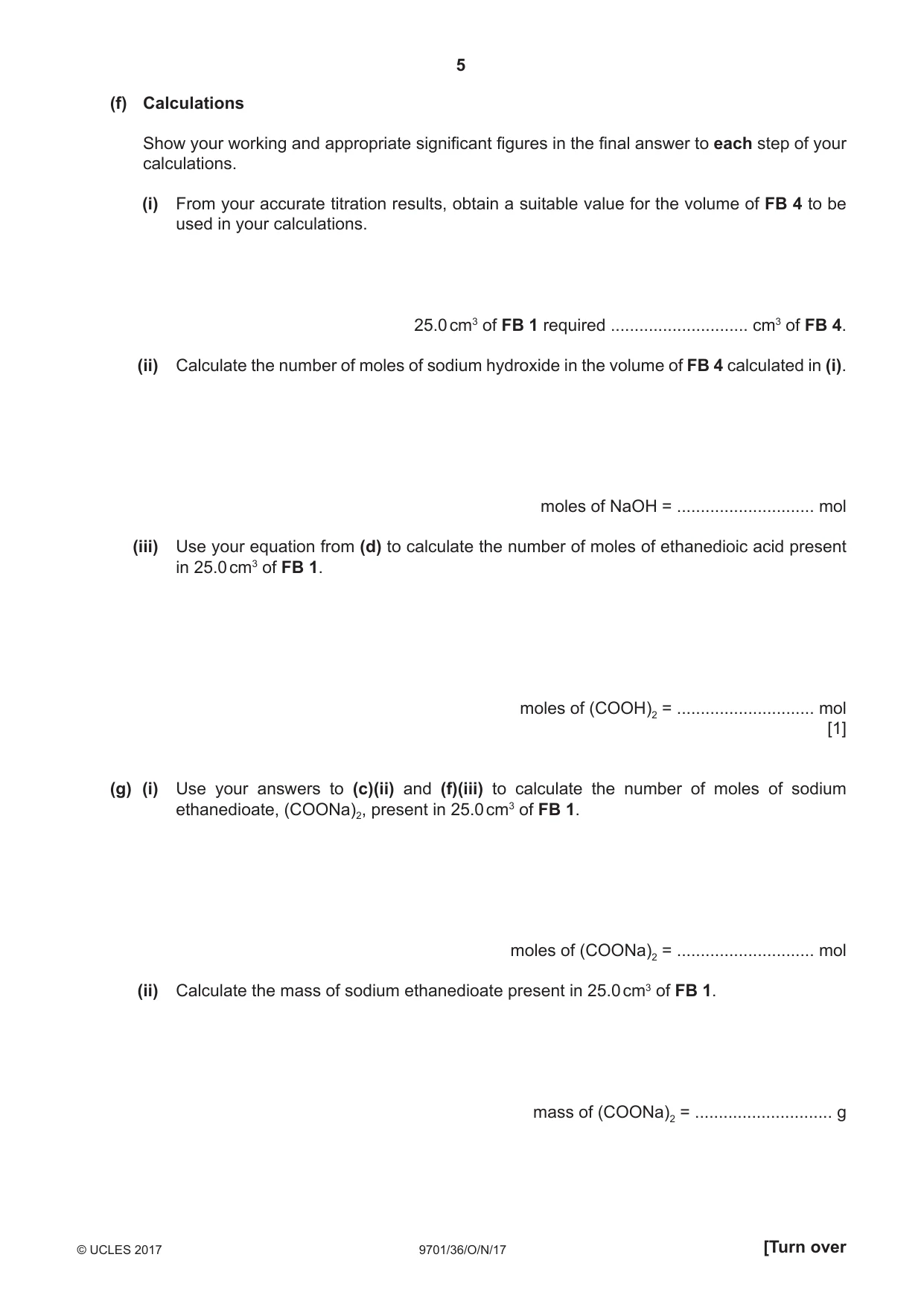 Cambridge A Level Chemistry 9701 2017 Oct/Nov Paper 3 · Variant 6 question paper, page 5 of 12