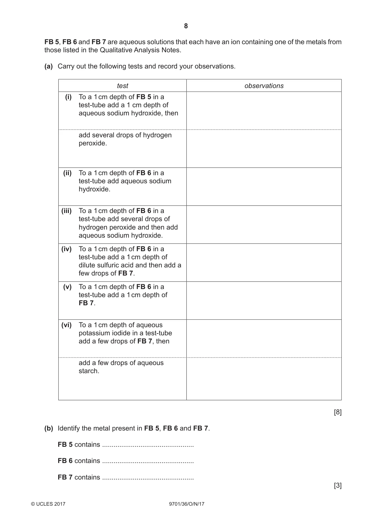 Cambridge A Level Chemistry 9701 2017 Oct/Nov Paper 3 · Variant 6 question paper, page 8 of 12