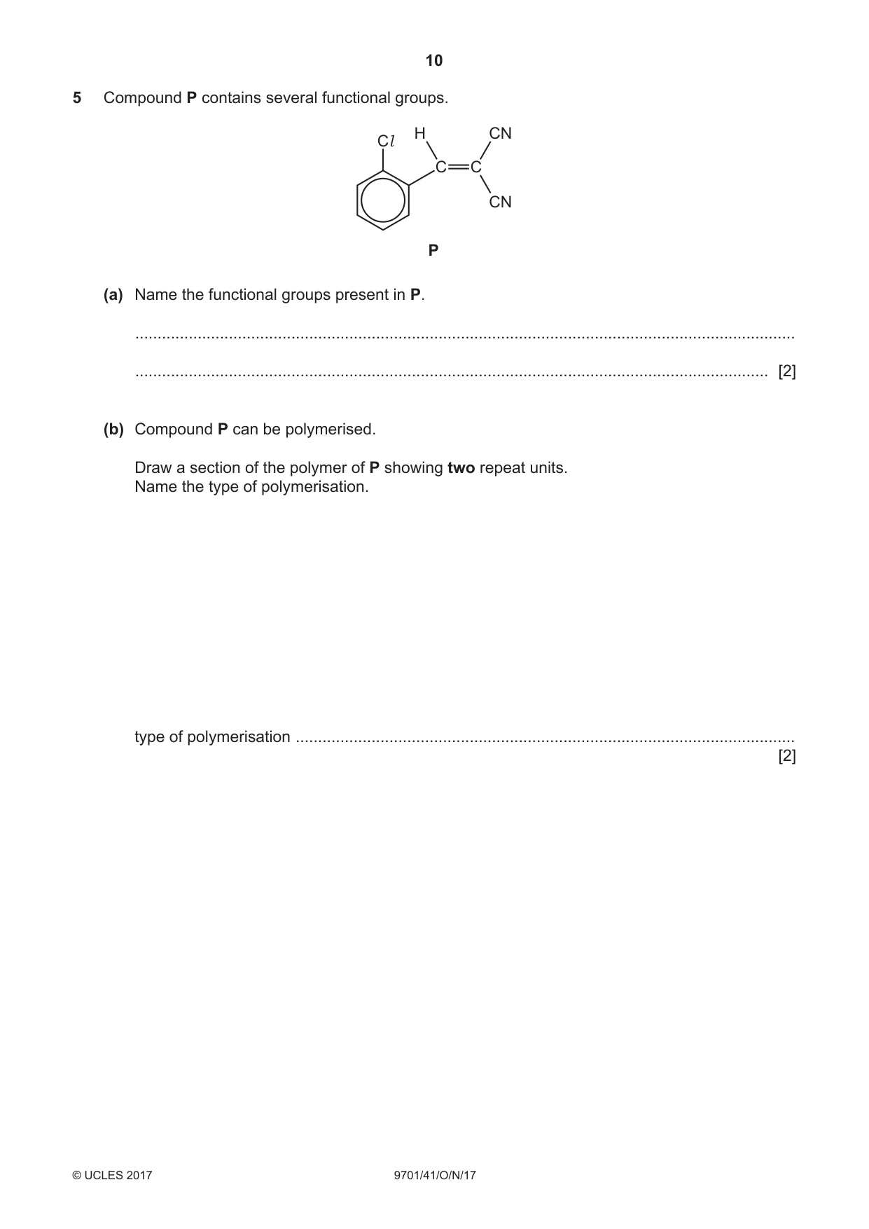 Cambridge A Level Chemistry 9701 2017 Oct/Nov Paper 4 · Variant 1 question paper, page 10 of 20