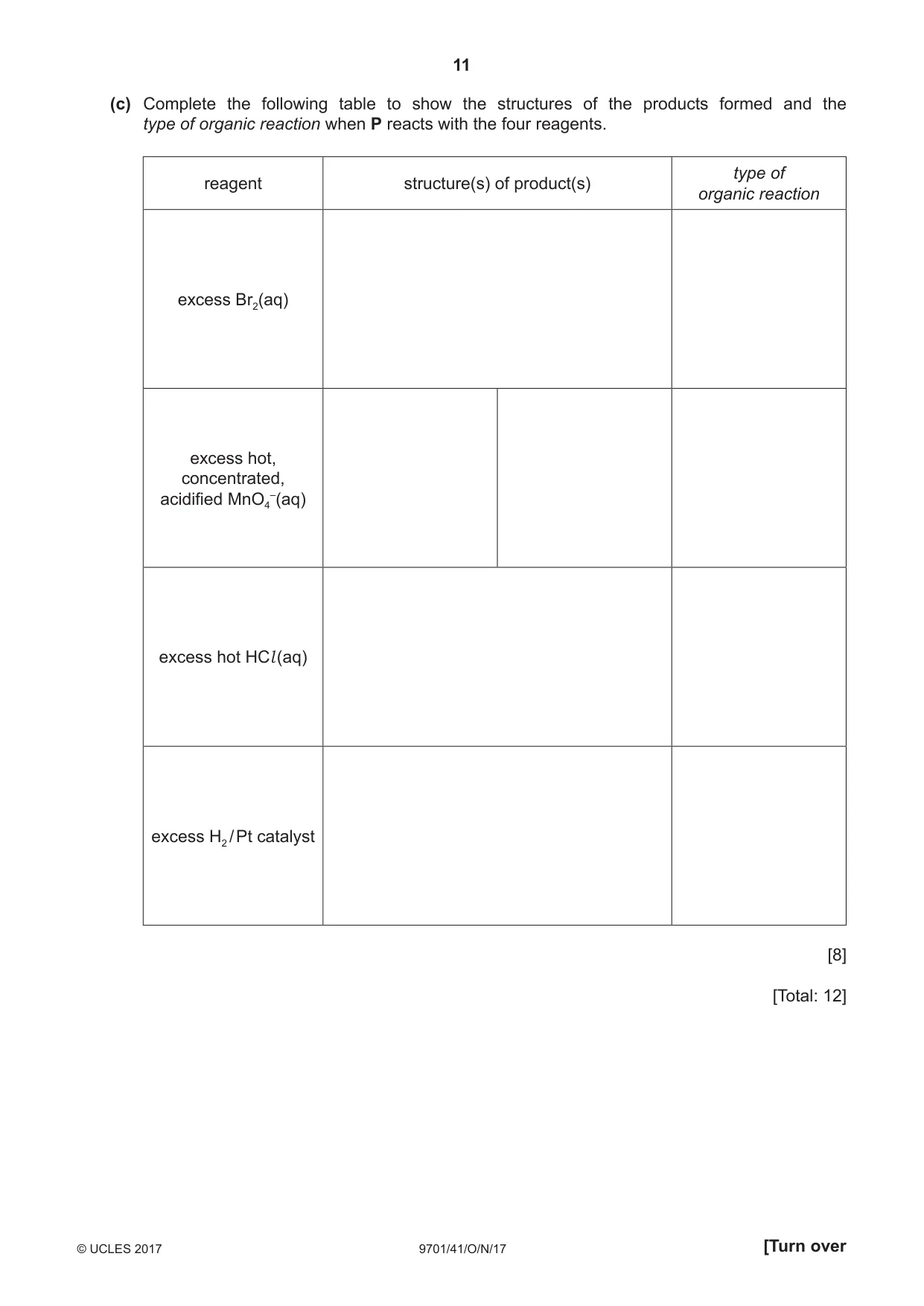 Cambridge A Level Chemistry 9701 2017 Oct/Nov Paper 4 · Variant 1 question paper, page 11 of 20