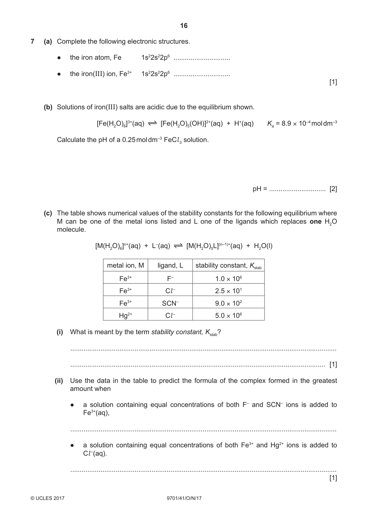 Cambridge A Level Chemistry 9701 2017 Oct/Nov Paper 4 · Variant 1 question paper, page 16 of 20