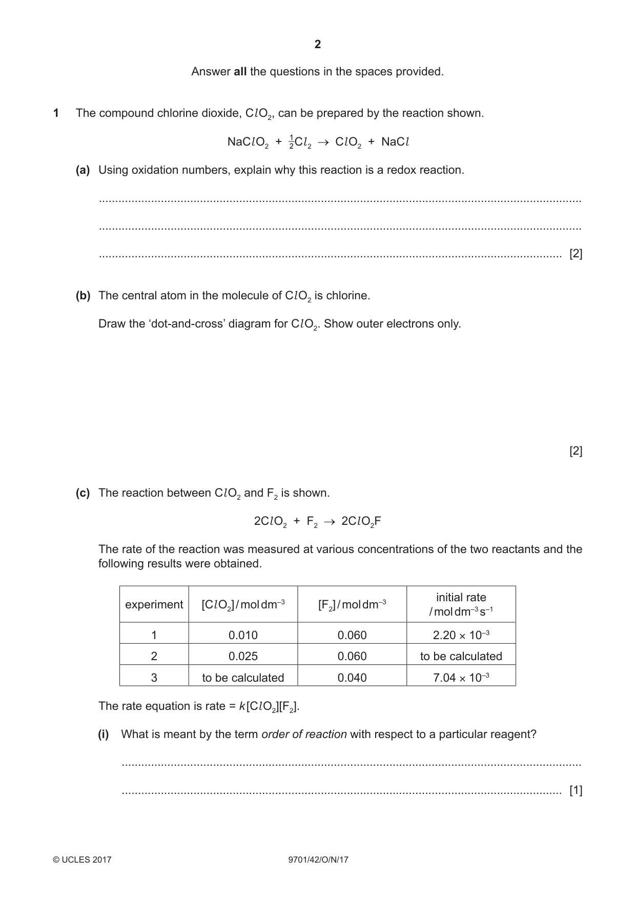 Cambridge A Level Chemistry 9701 2017 Oct/Nov Paper 4 · Variant 2 question paper, page 2 of 20